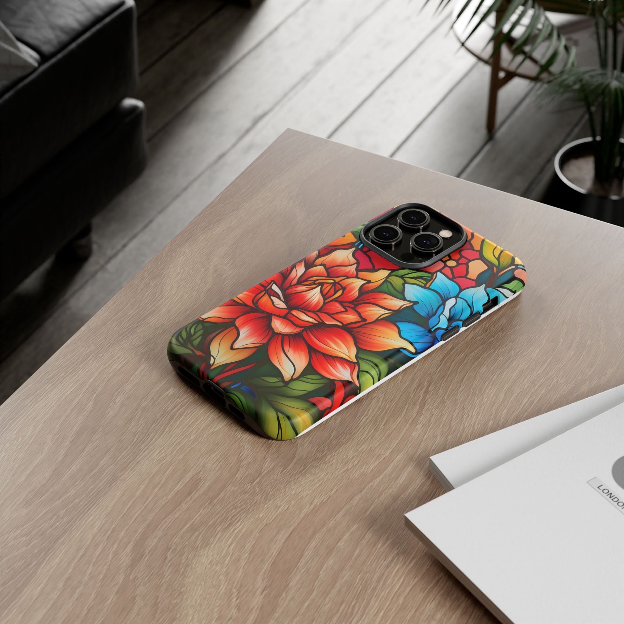 Stained Glass Floral iPhone Case - Hexagon Stone