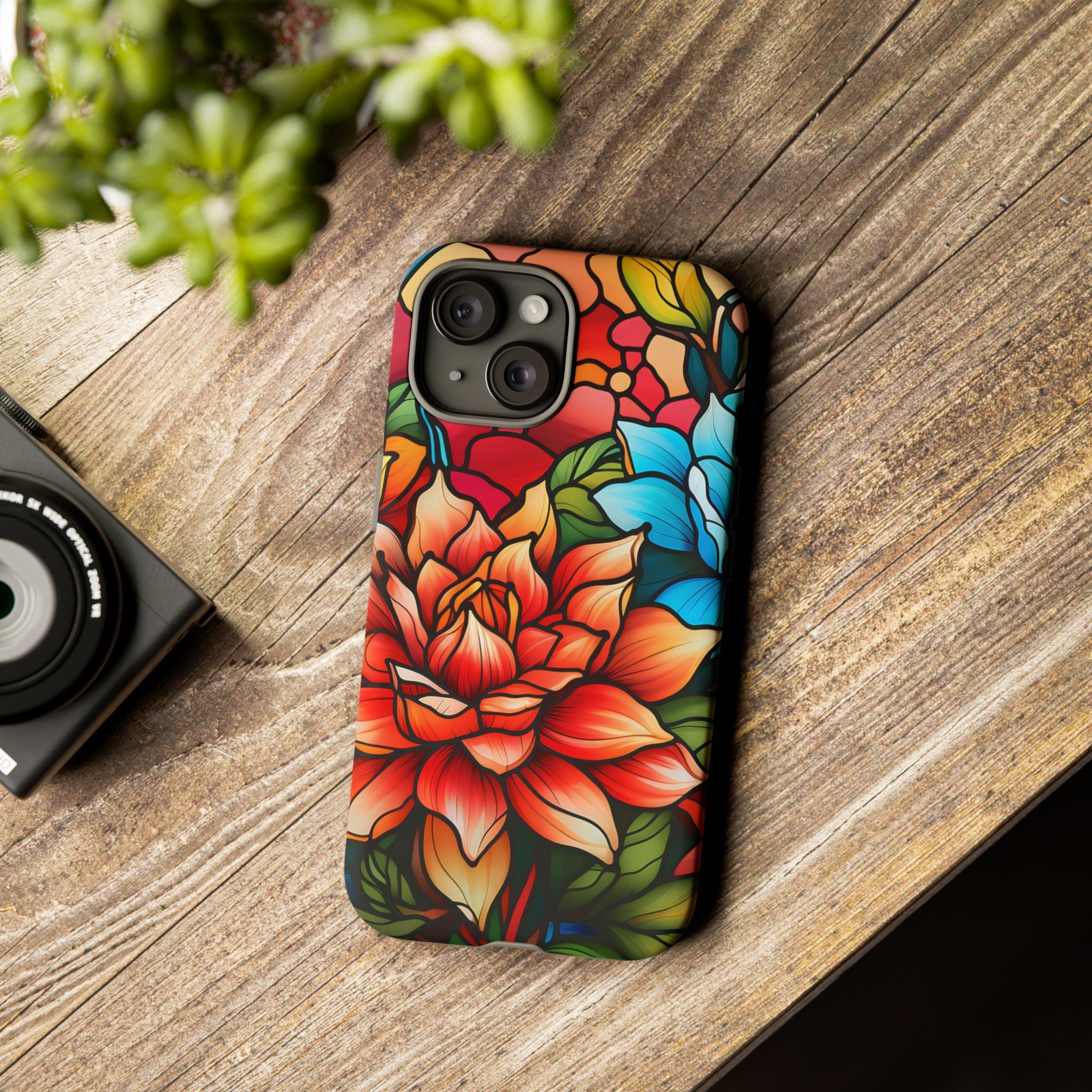 Stained Glass Floral iPhone Case - Hexagon Stone