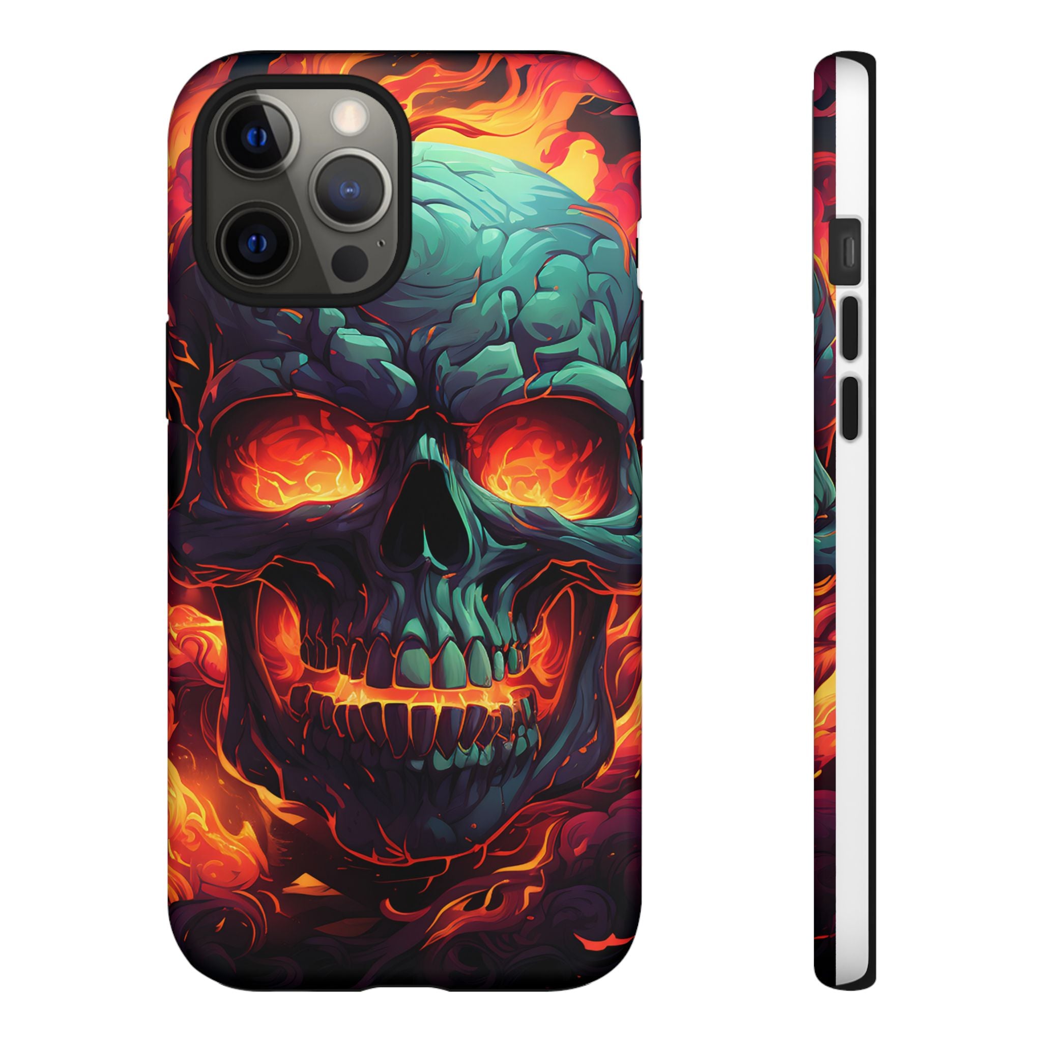 Fiery Skull Hexagon iPhone Case - Rugged