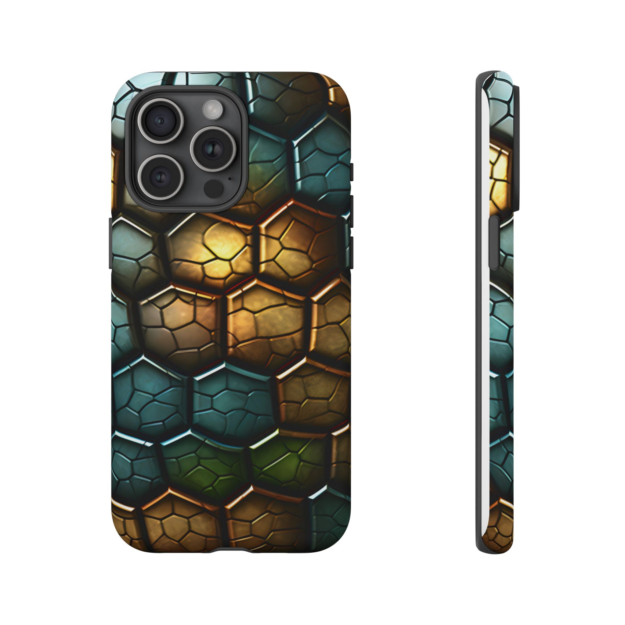 HexaScale iPhone Case: Teal & Bronze