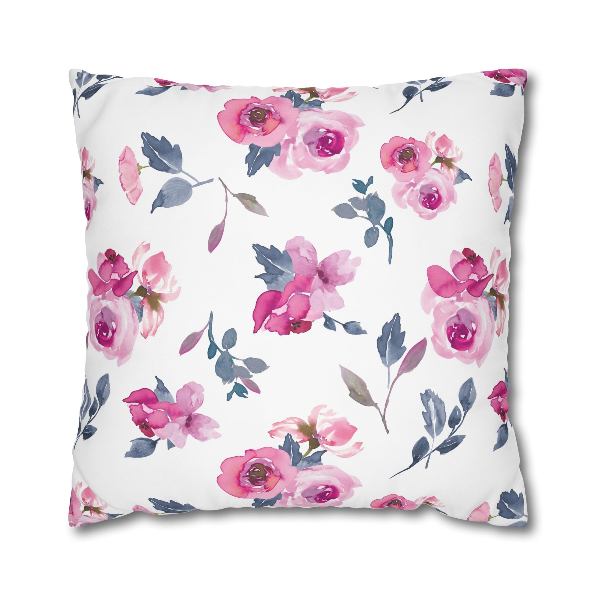 Pink Rose Watercolor Pillowcase