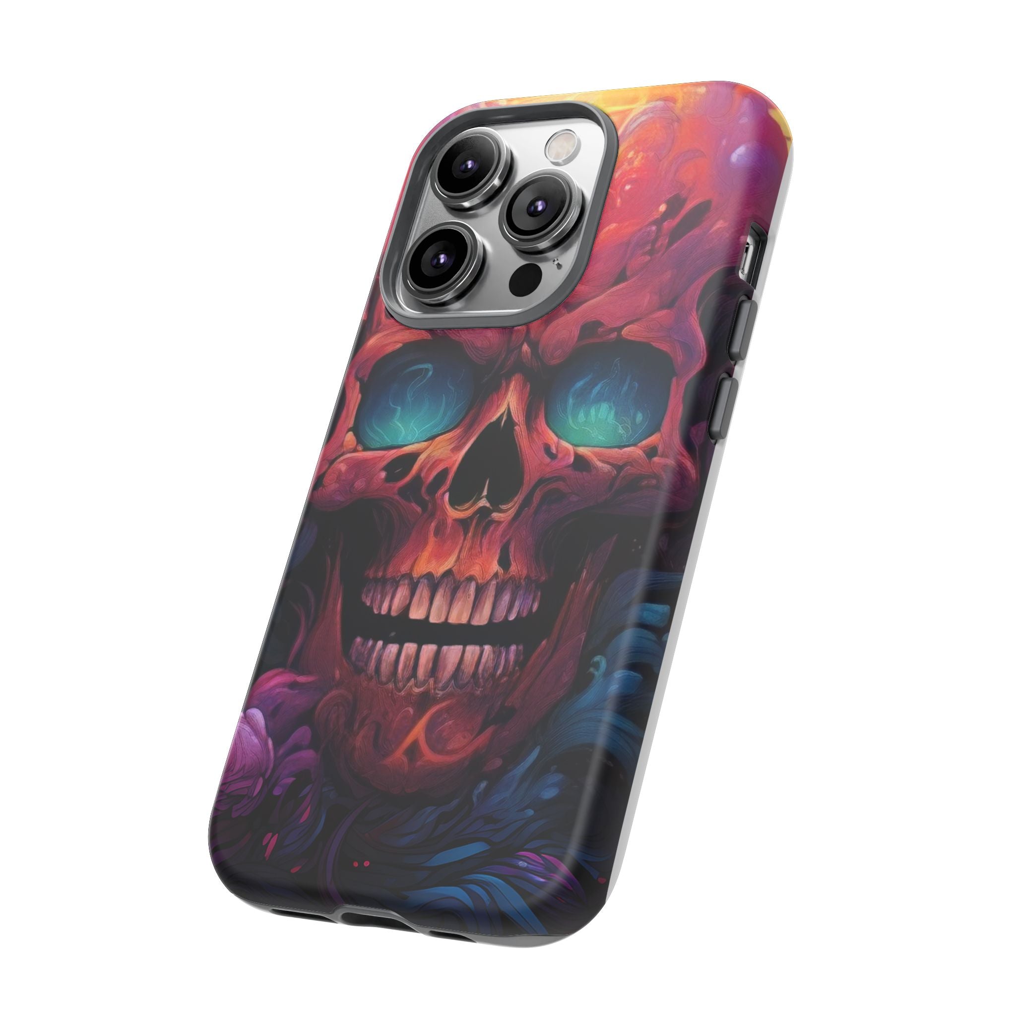 Fiery Skull Hexagon iPhone Case - Rugged Texture