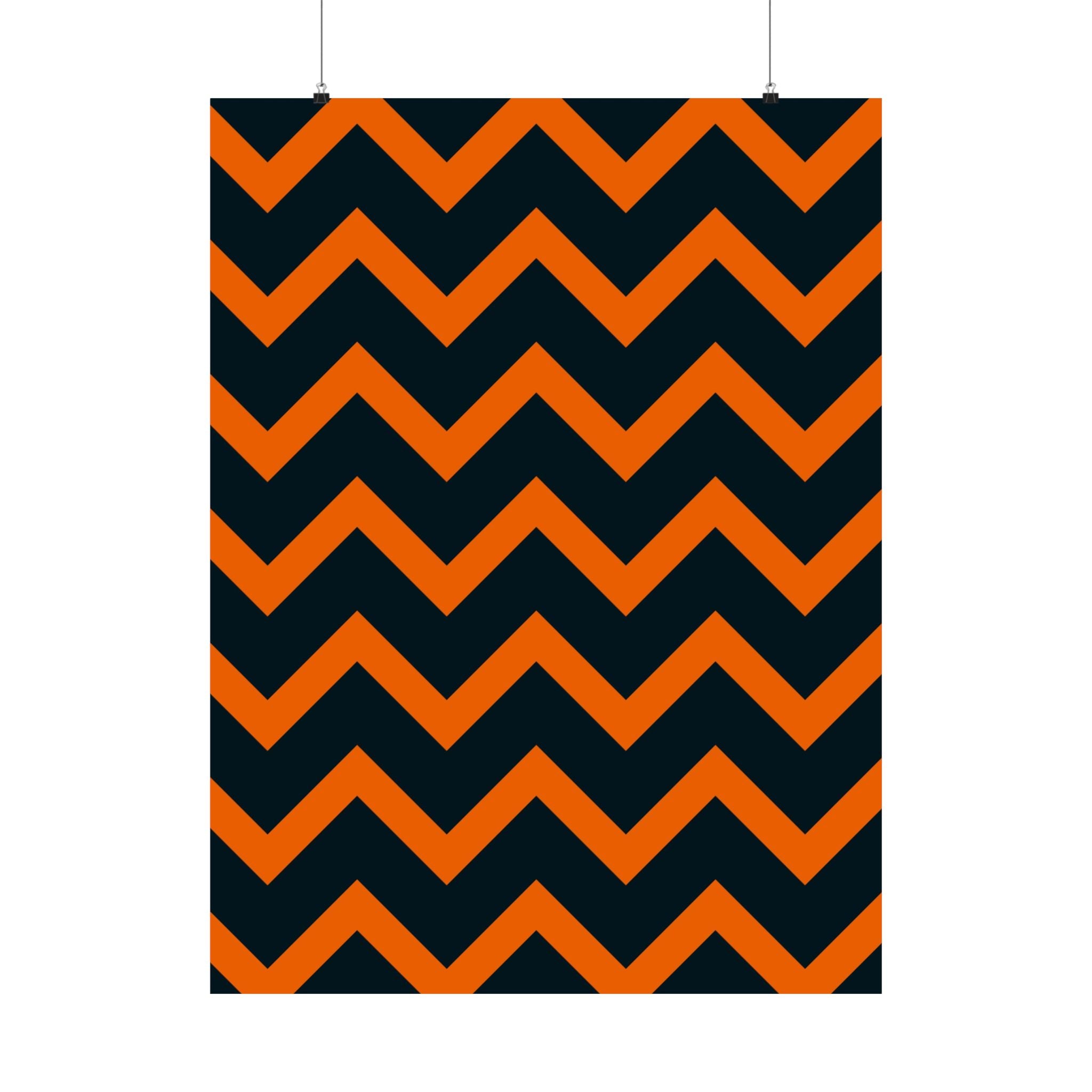 Orange & Blue Chevron Stripe Poster