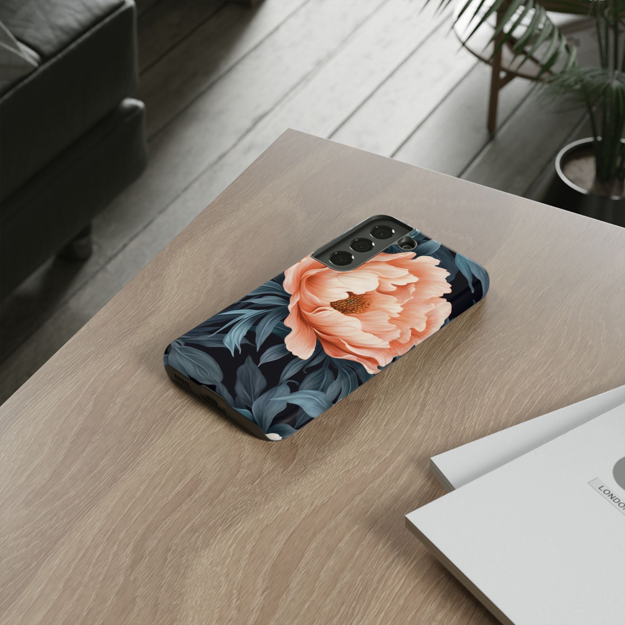 Moody Floral Samsung Case - Peach Peony