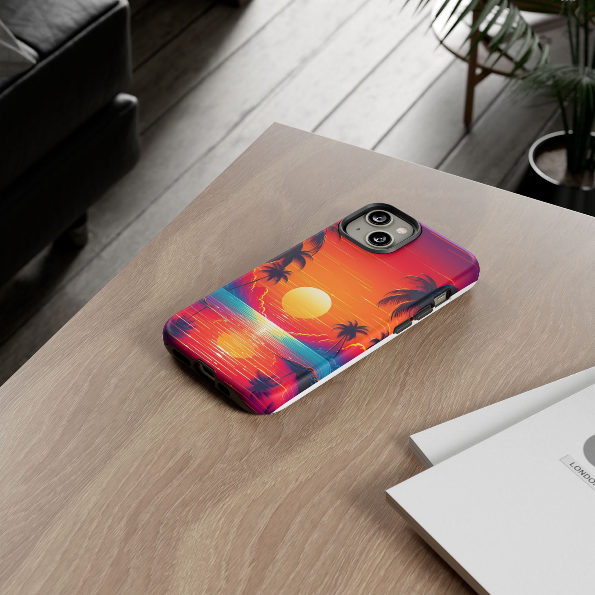 Sunset Palm Beach iPhone Case - Hexagon Stone