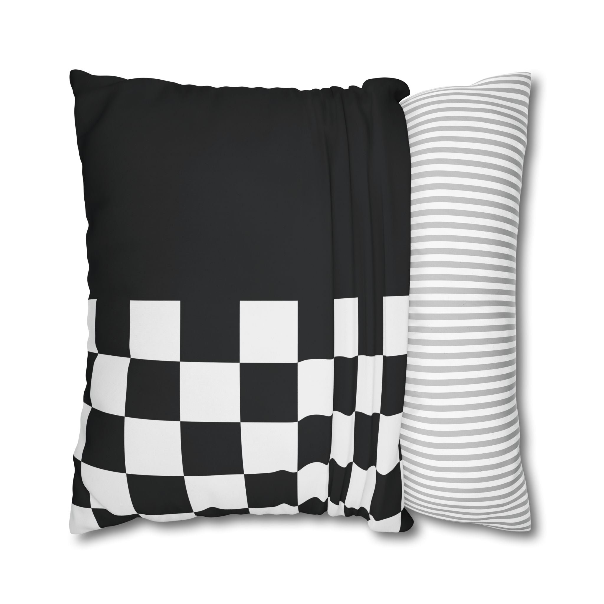 Abstract Checkered Pillowcase - Black & White