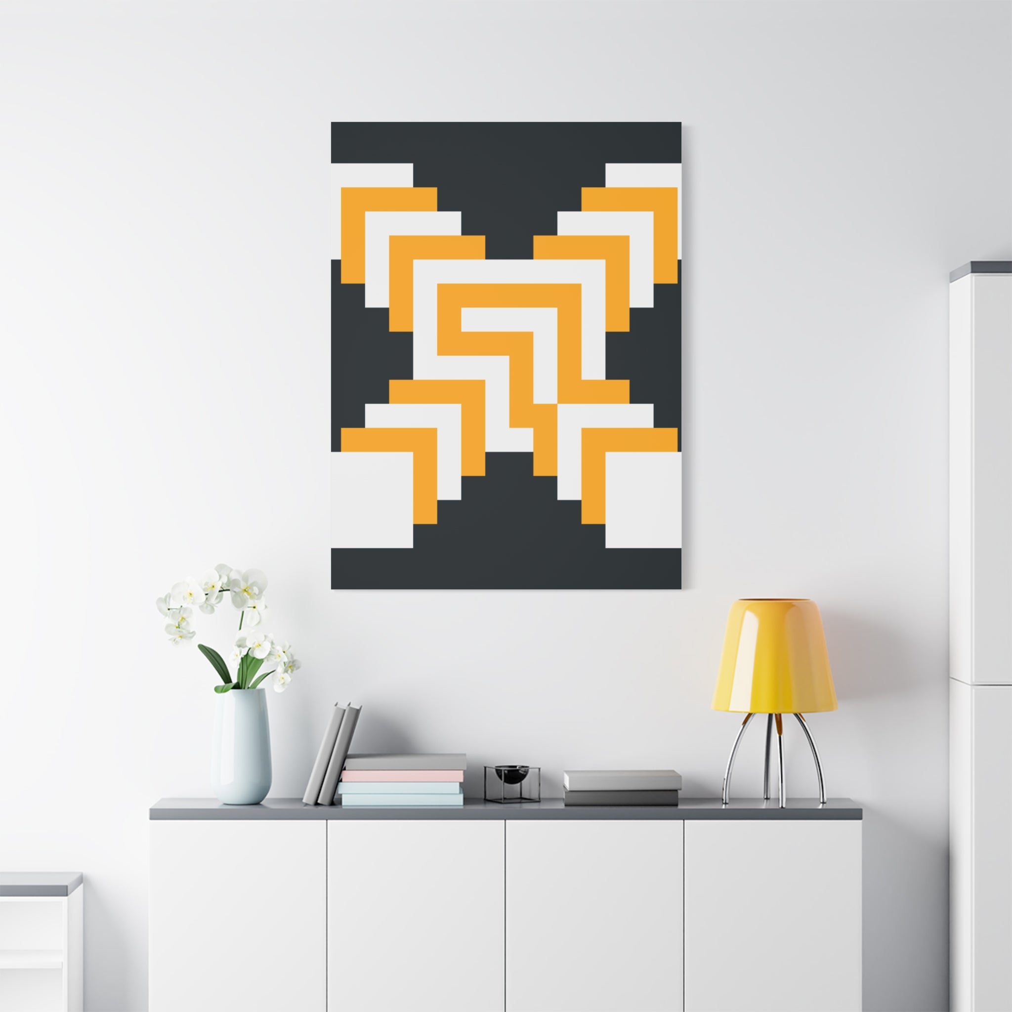 Golden X Abstract Canvas Art Print