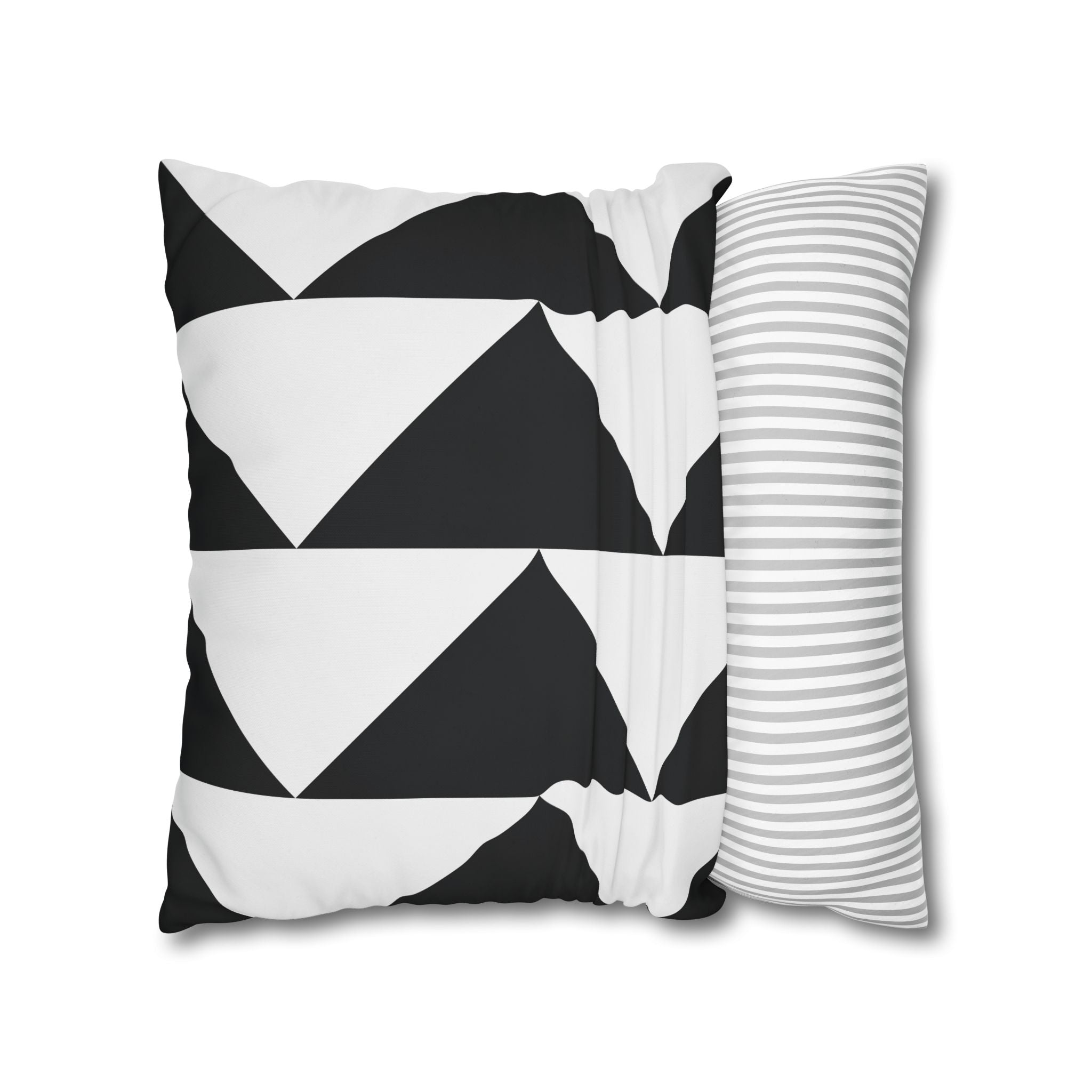 Geometric Triangle Pillowcase - Black & White