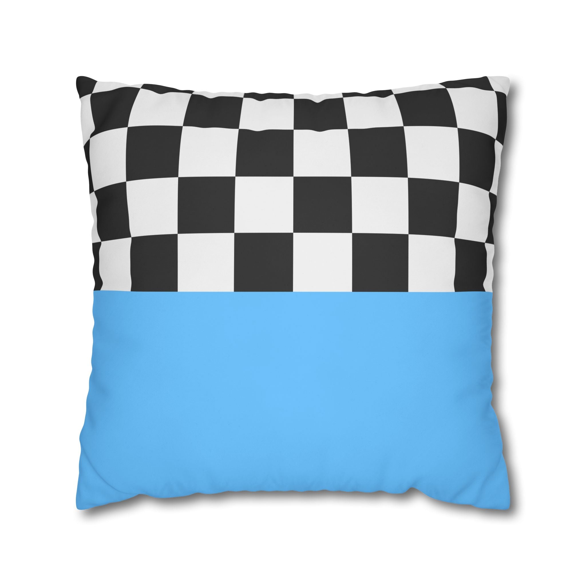 Checkered & Blue Pillowcase - Modern Design