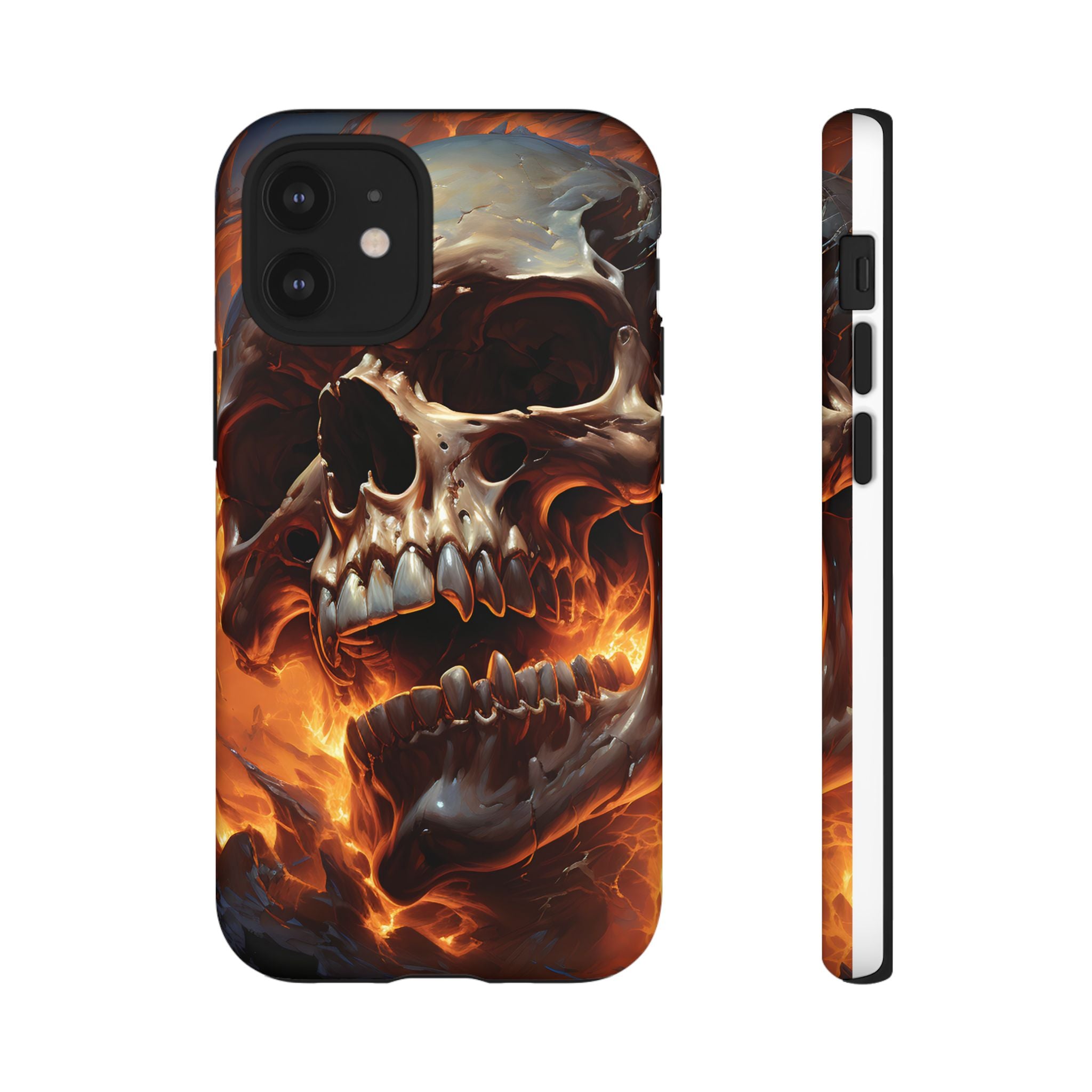 Fiery Skull Hexagon iPhone Case - Rugged