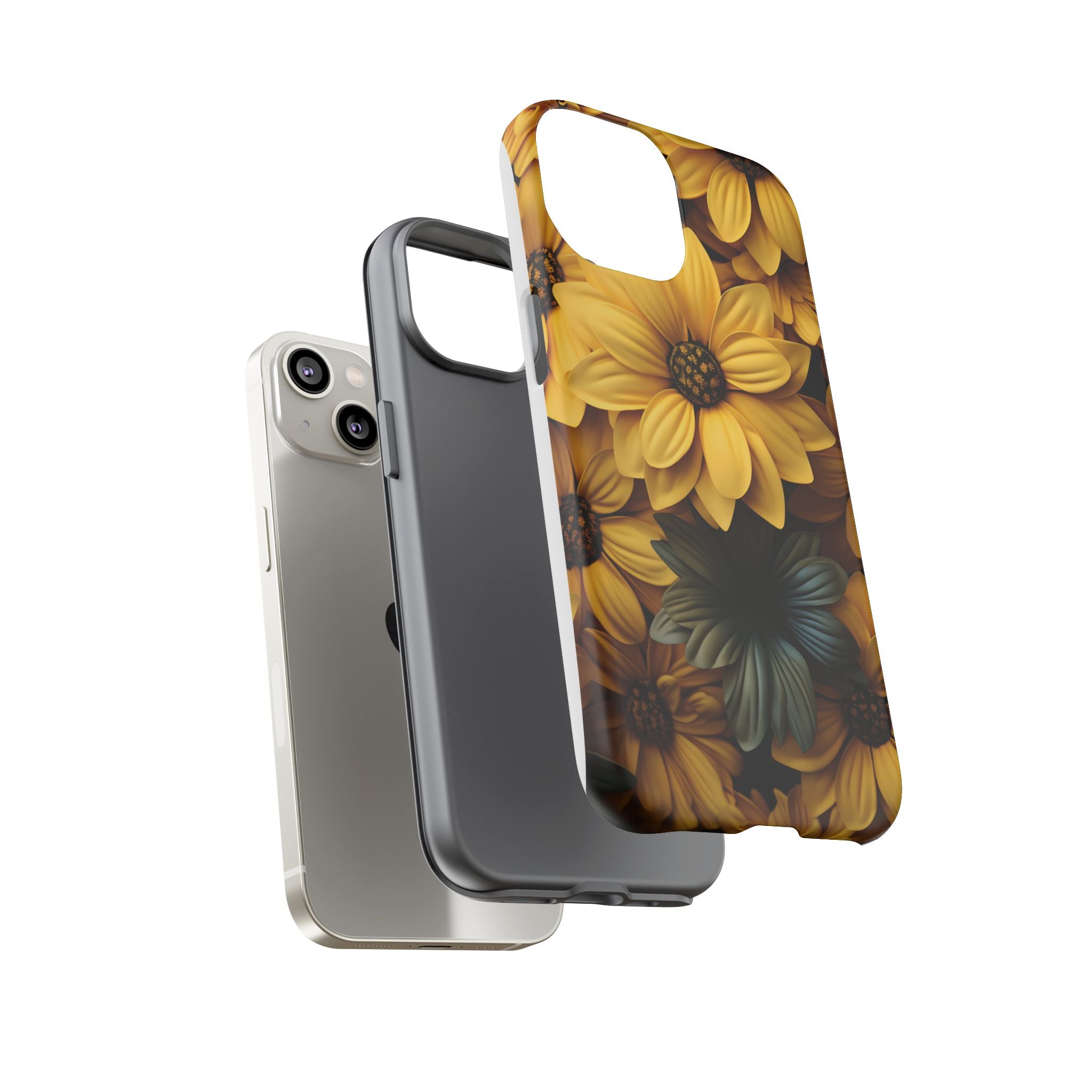 Golden Bloom Hexagon iPhone Case - Rugged Texture