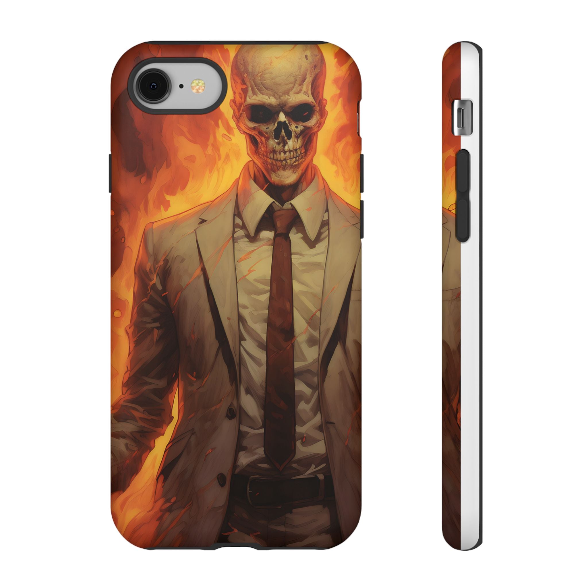 Fiery Skull Man Hexagon Stone iPhone Case