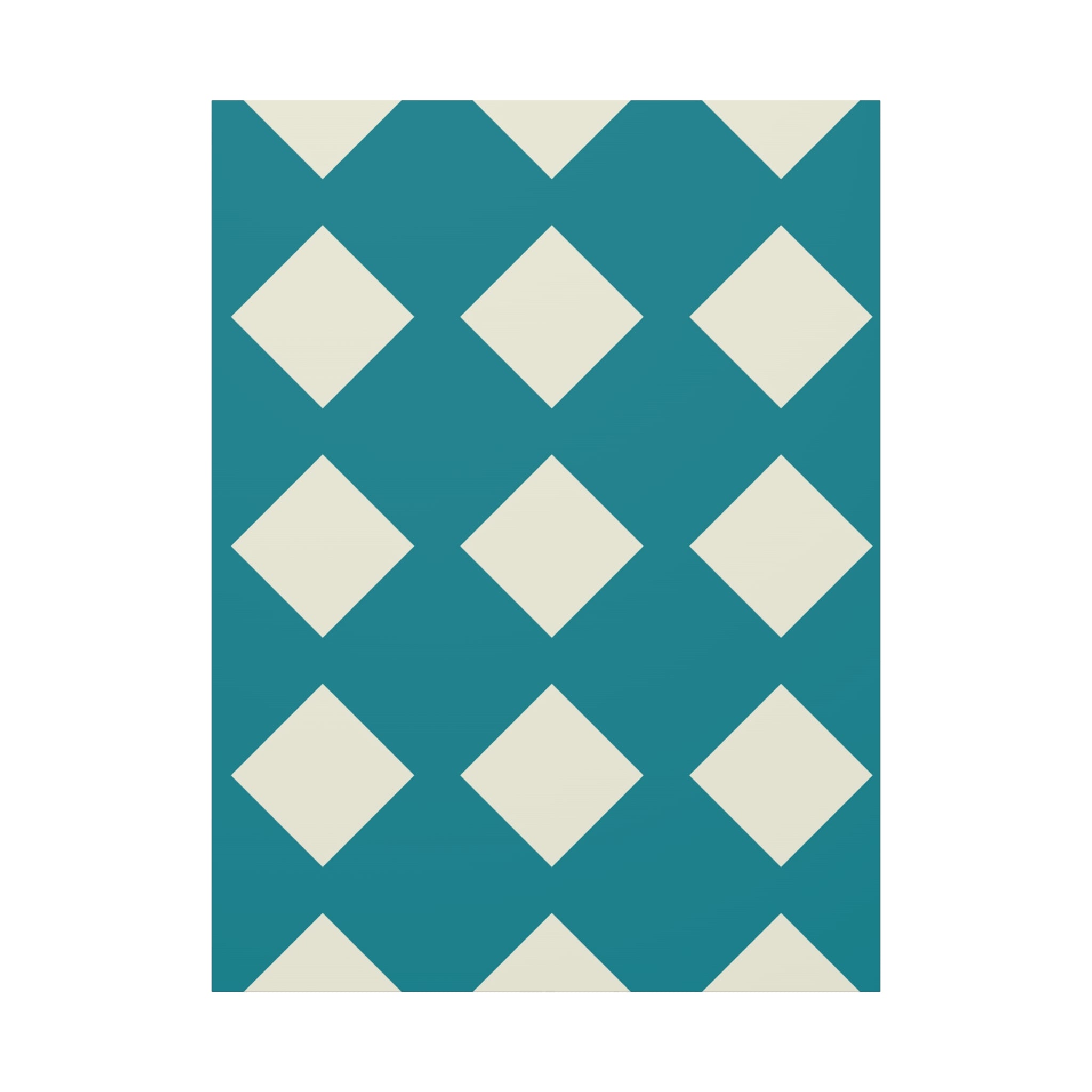 Teal & Cream Diamond Geometric Canvas Art