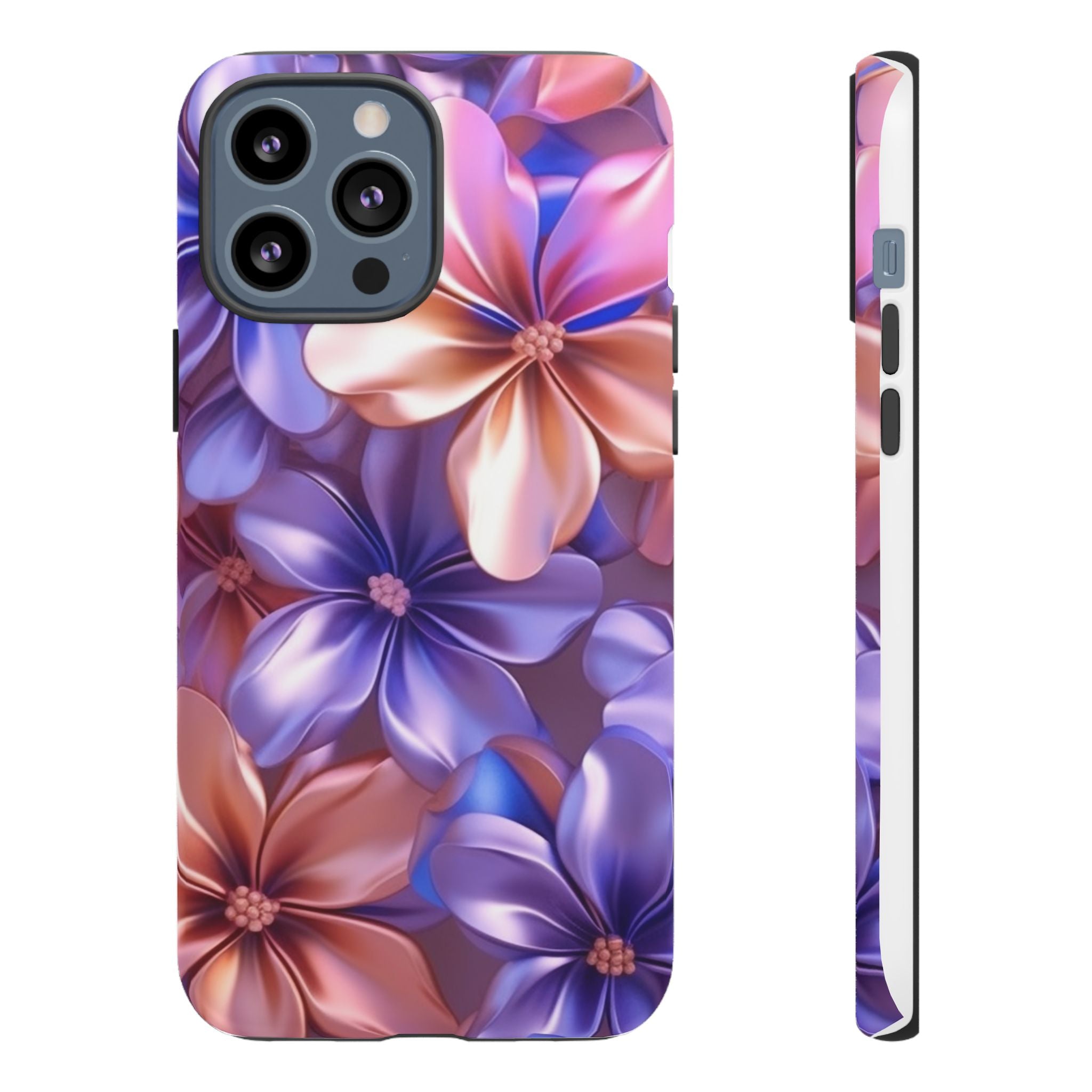 Metallic Flower iPhone Case - Rugged Hexagon Stone