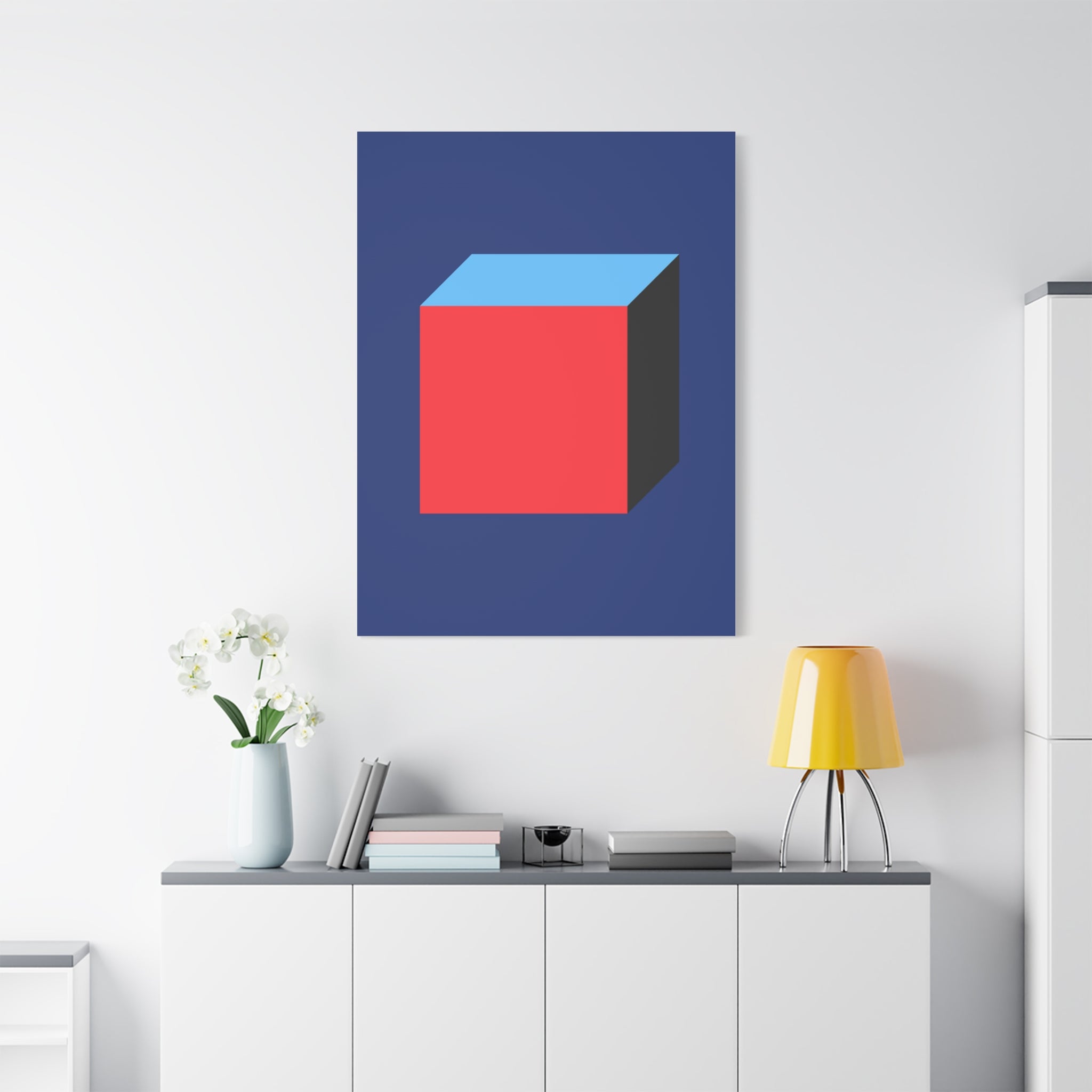 Abstract Red & Blue Cube Canvas Art