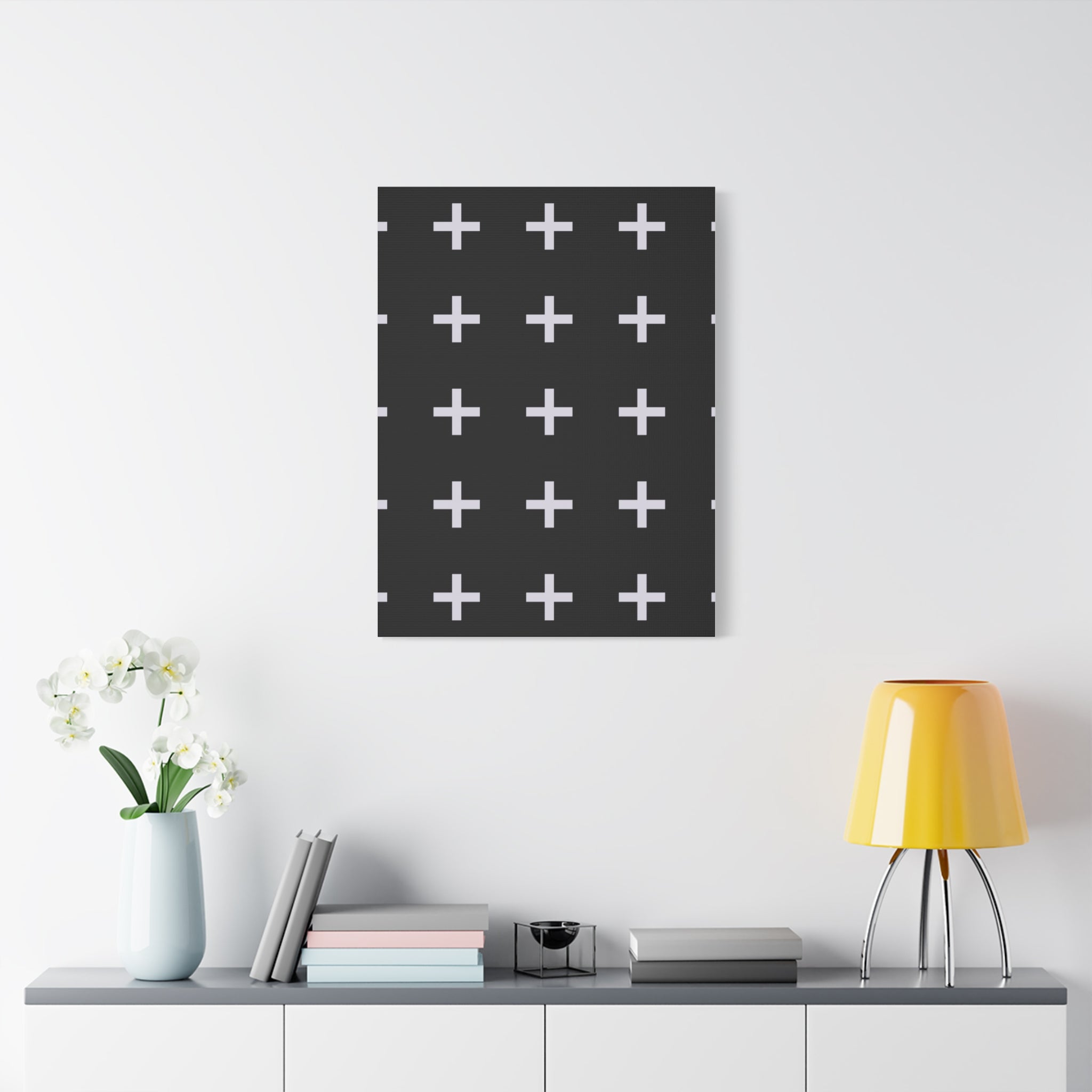 Minimalist Plus Sign Grid Canvas Art