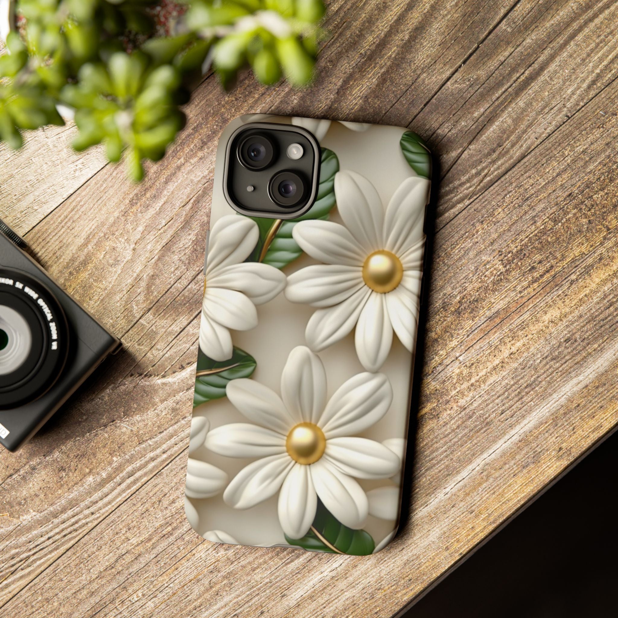 Sculpted Daisy iPhone Case - Hexagon Stone