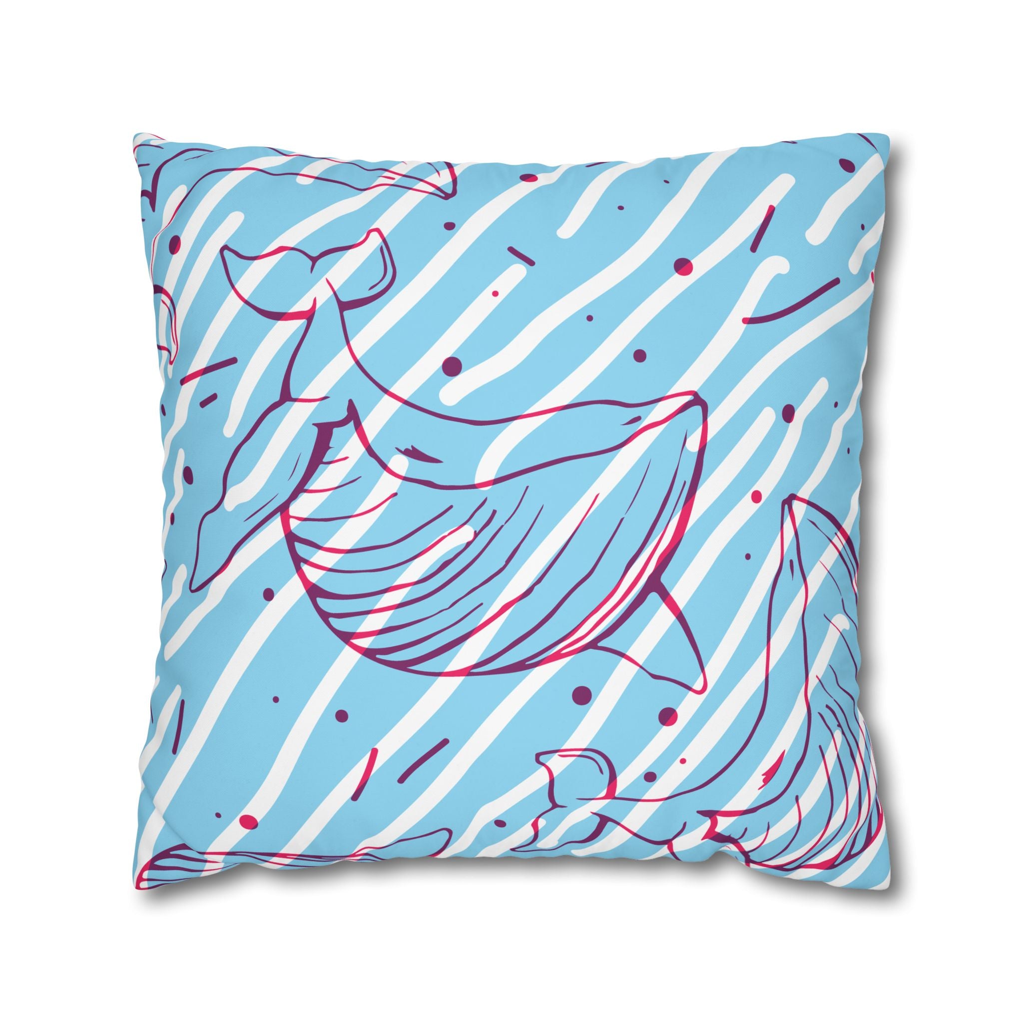 90s Whale Pillowcase - Pastel Blue