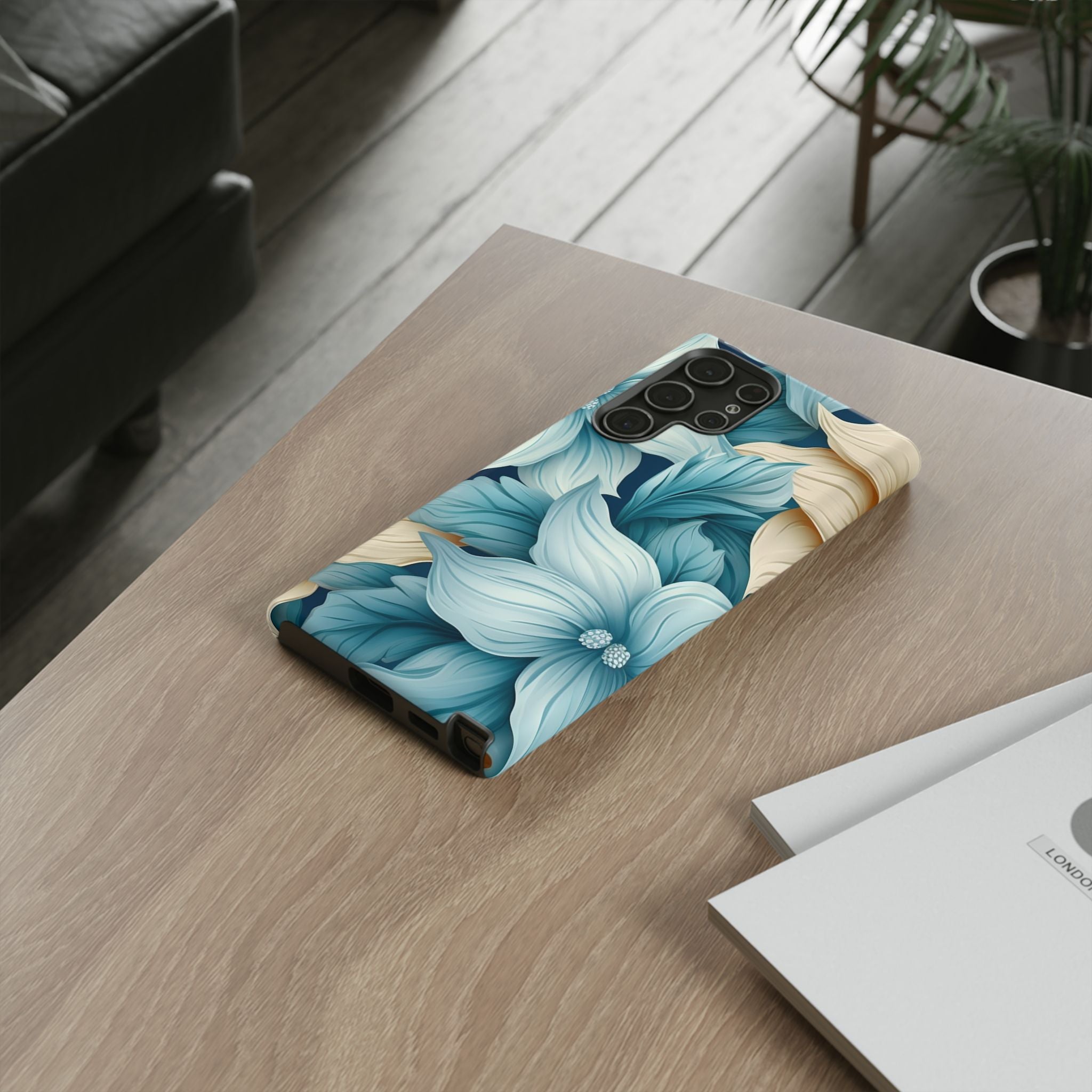 Teal Floral Samsung Phone Case