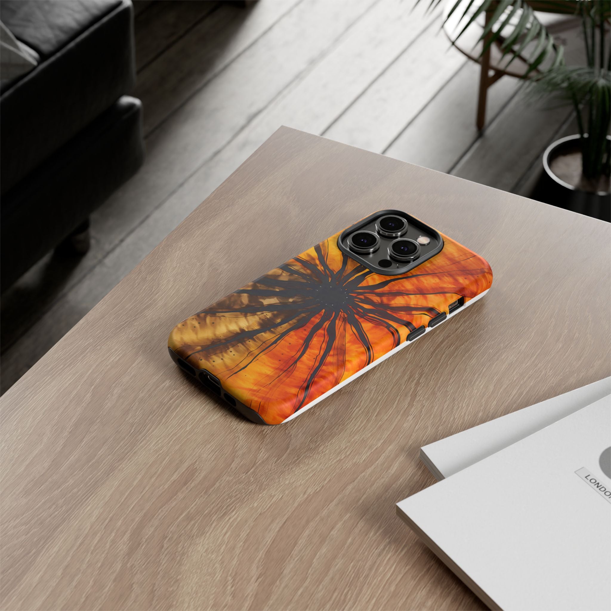 Fiery Sunburst Hexagon iPhone Case