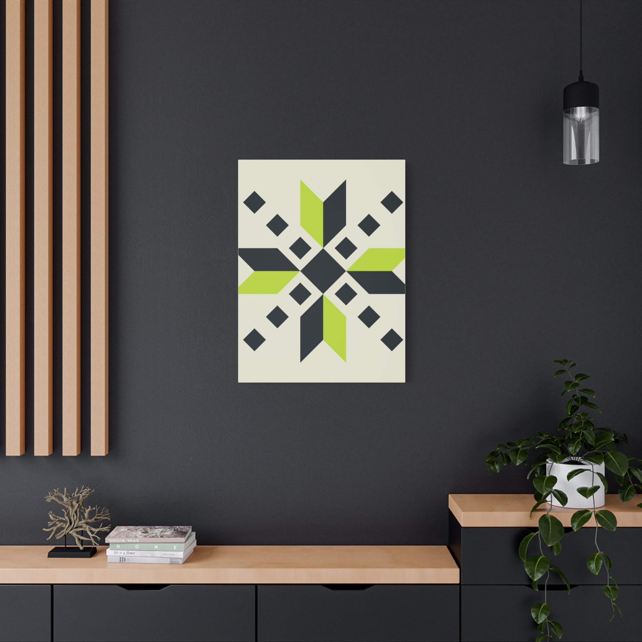 Geometric Green Starburst Canvas Art