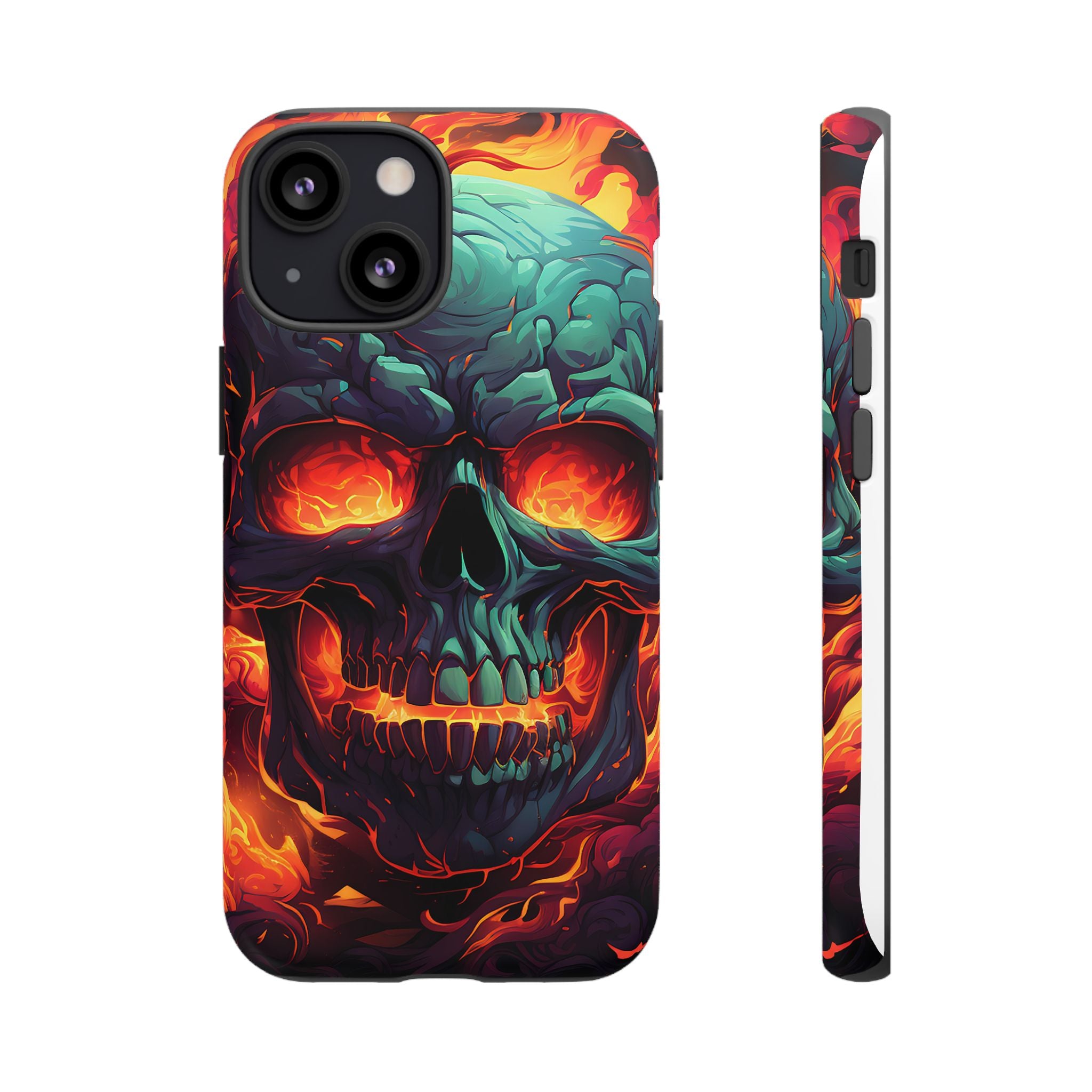 Fiery Skull Hexagon iPhone Case - Rugged