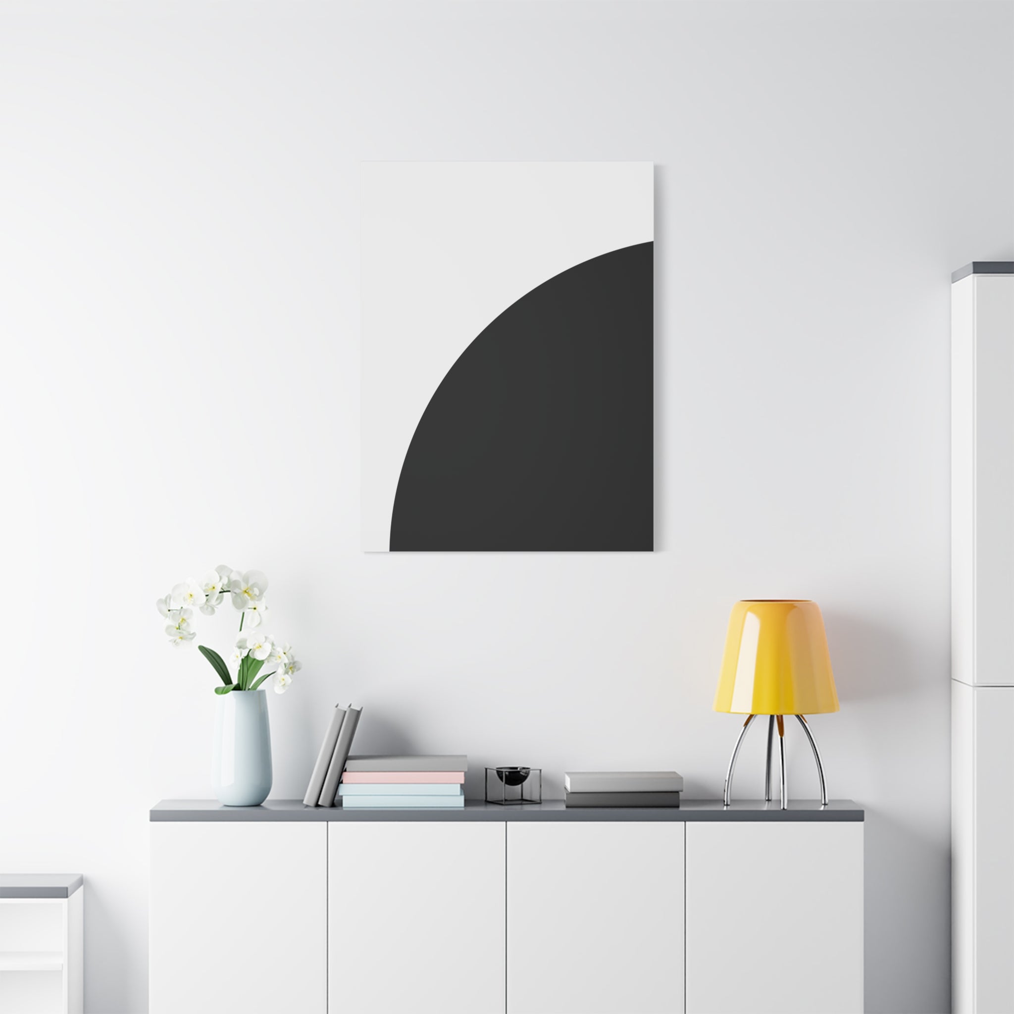 Abstract Black Semicircle Canvas Art