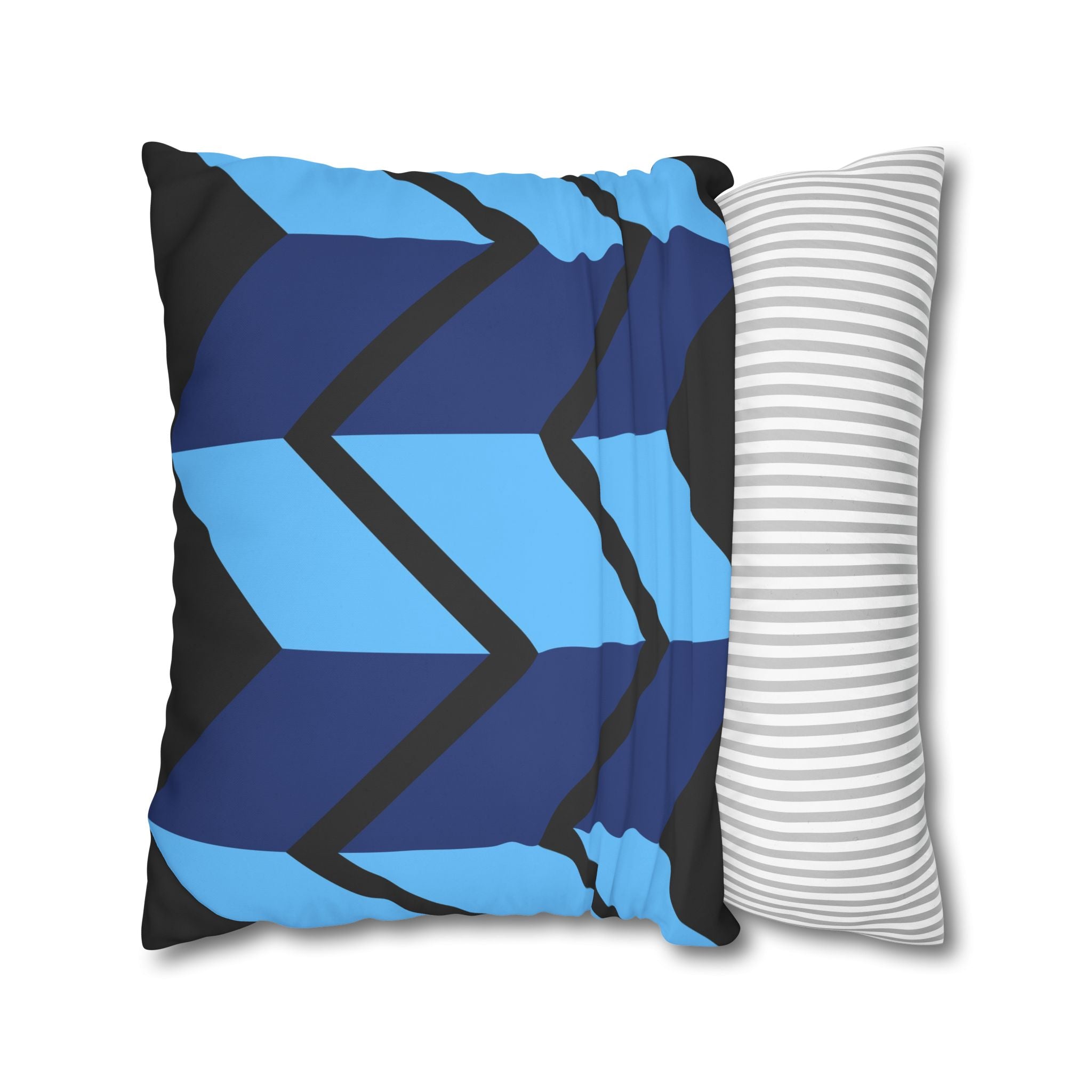 Geometric Chevron Pillowcase - Navy & Sky Blue