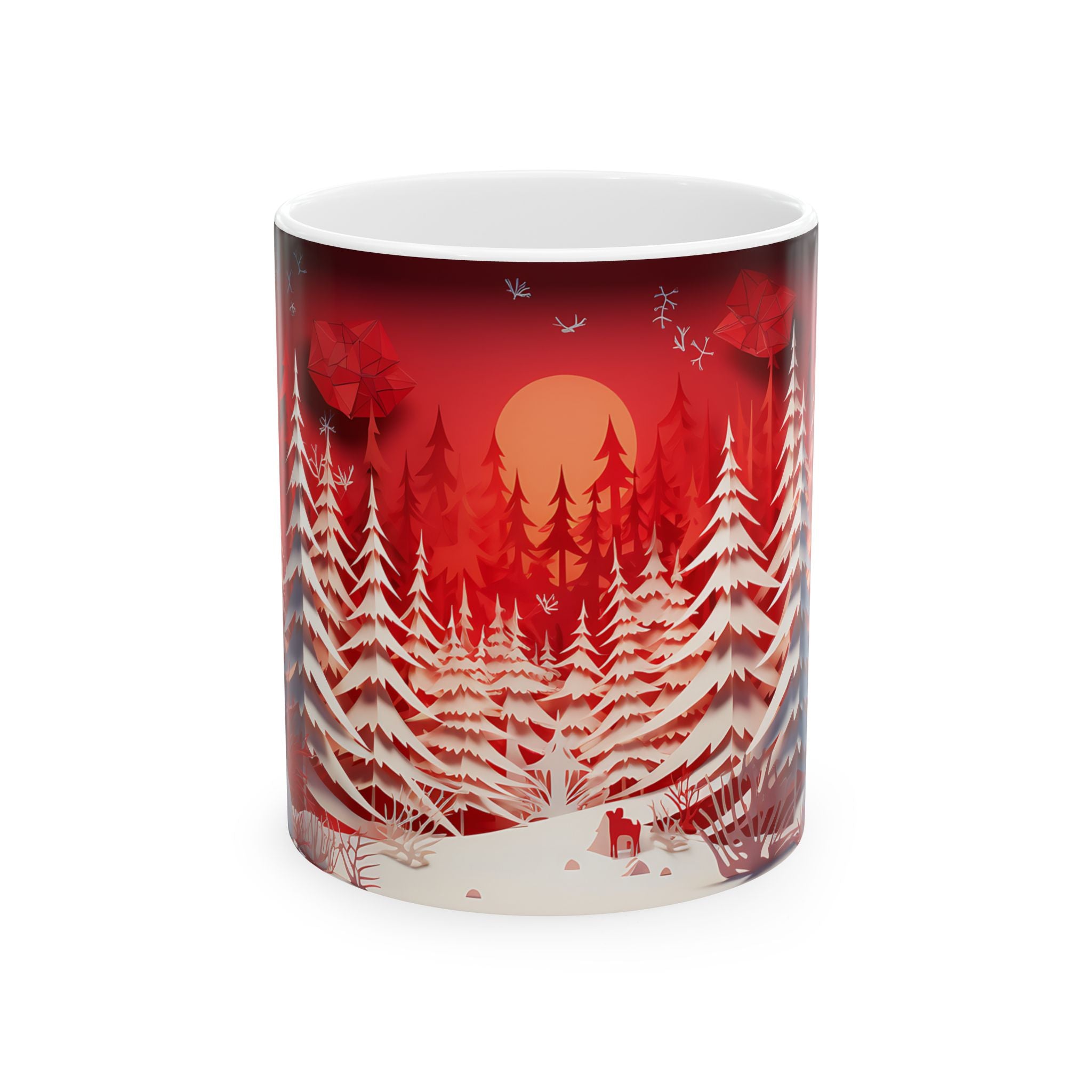 Winter Sunset Forest Papercut Mug