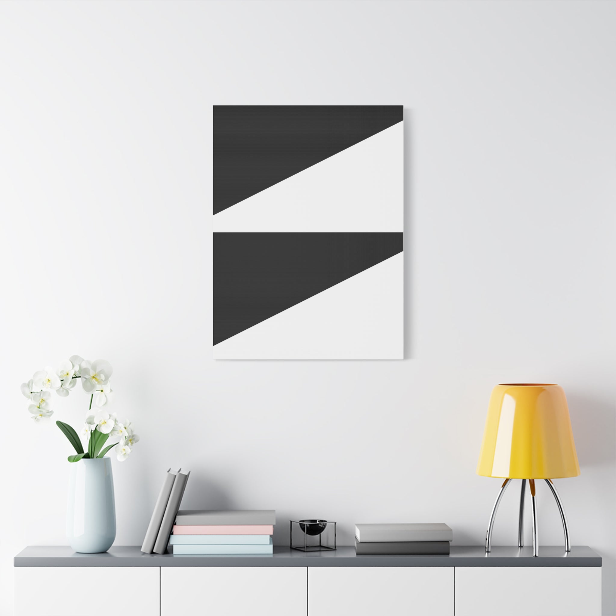 Geometric Black Triangles Canvas Art