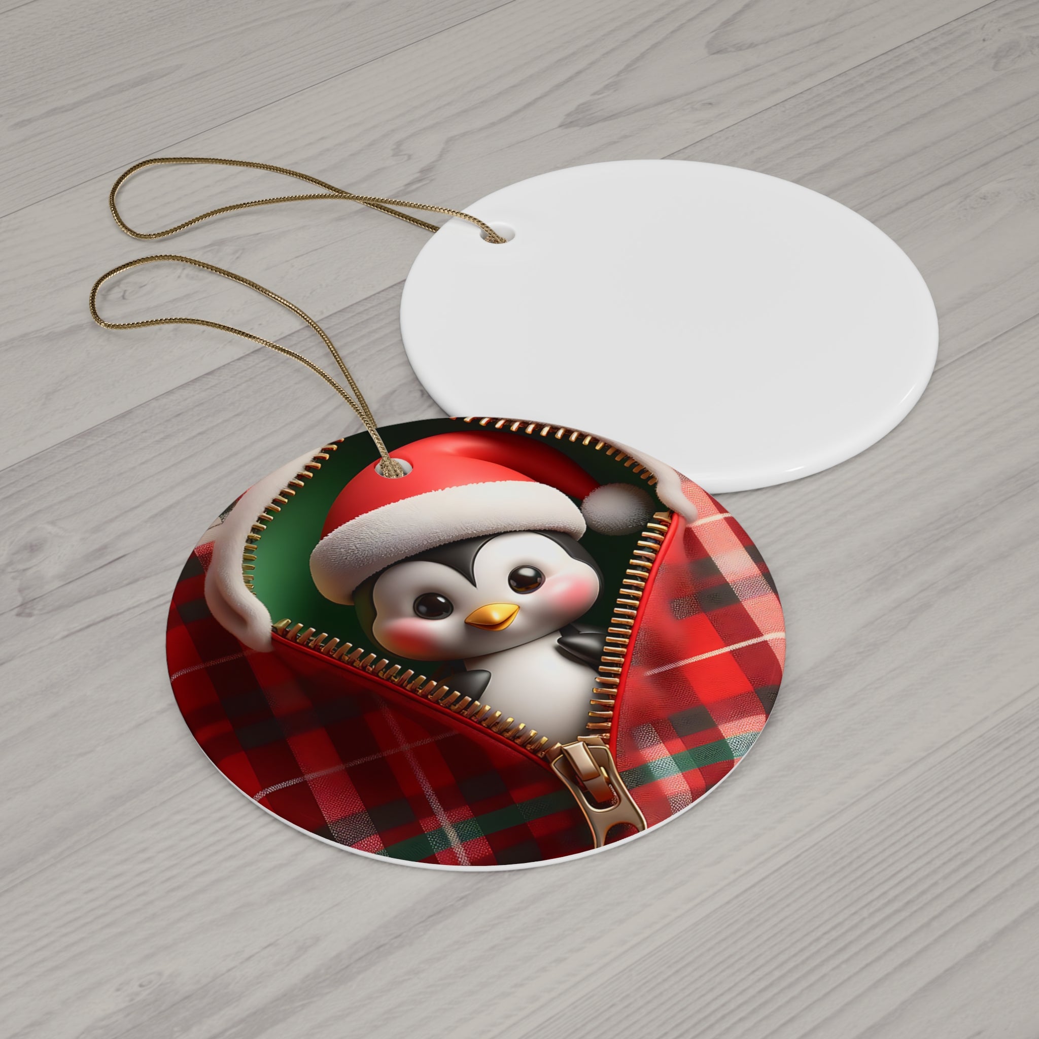 Christmas Penguin Ceramic Ornament