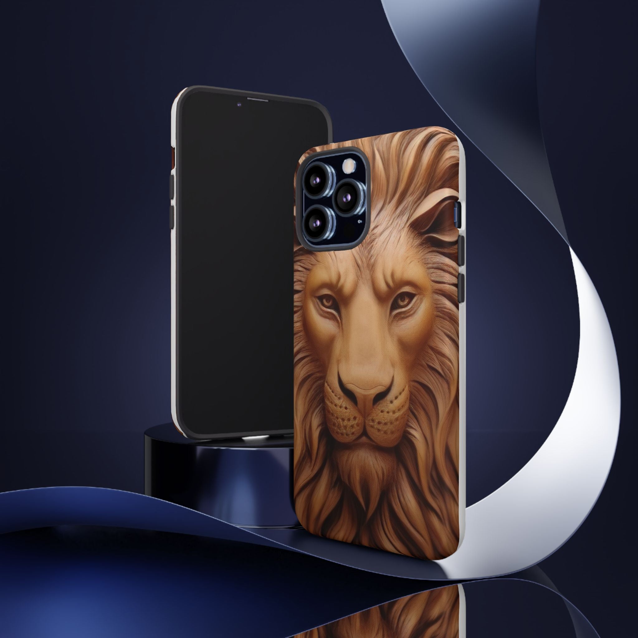 Majestic Lion Head Hexagon Stone iPhone Case