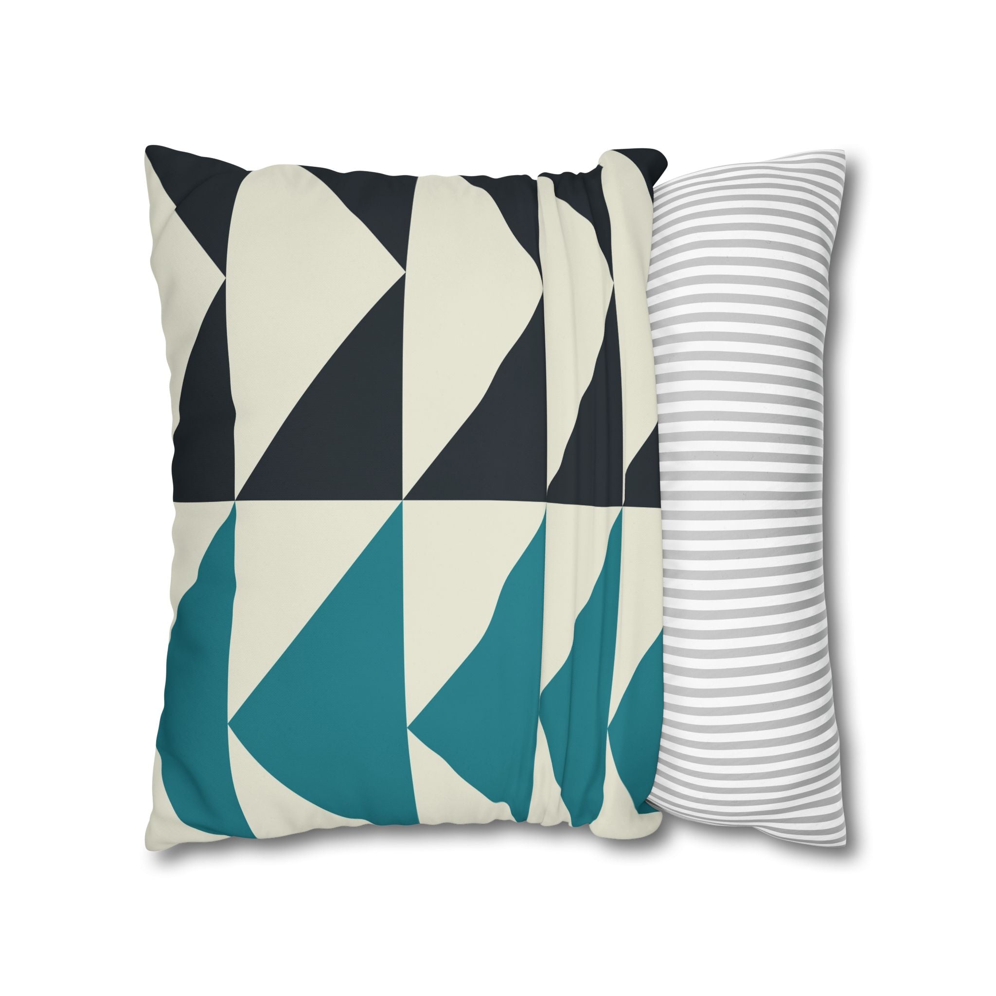 Geometric Teal & Charcoal Triangle Pillowcase