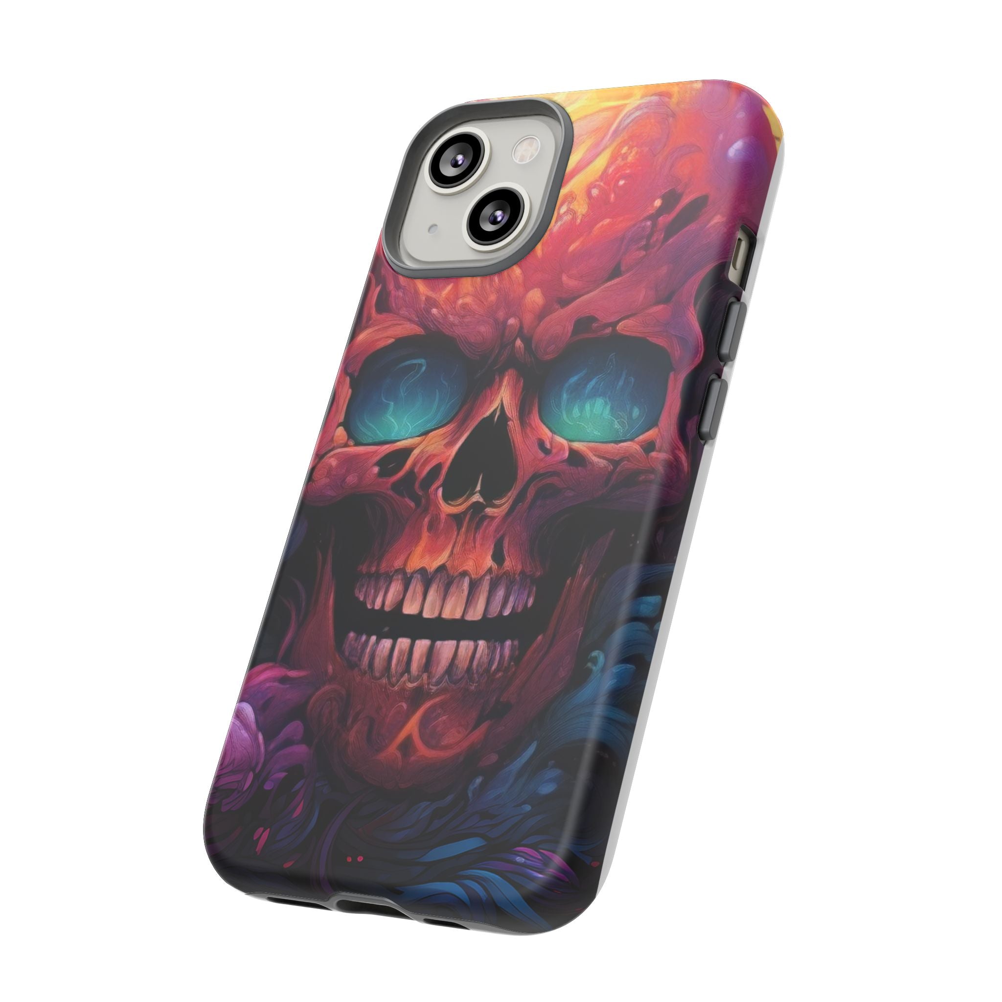 Fiery Skull Hexagon iPhone Case - Rugged Texture