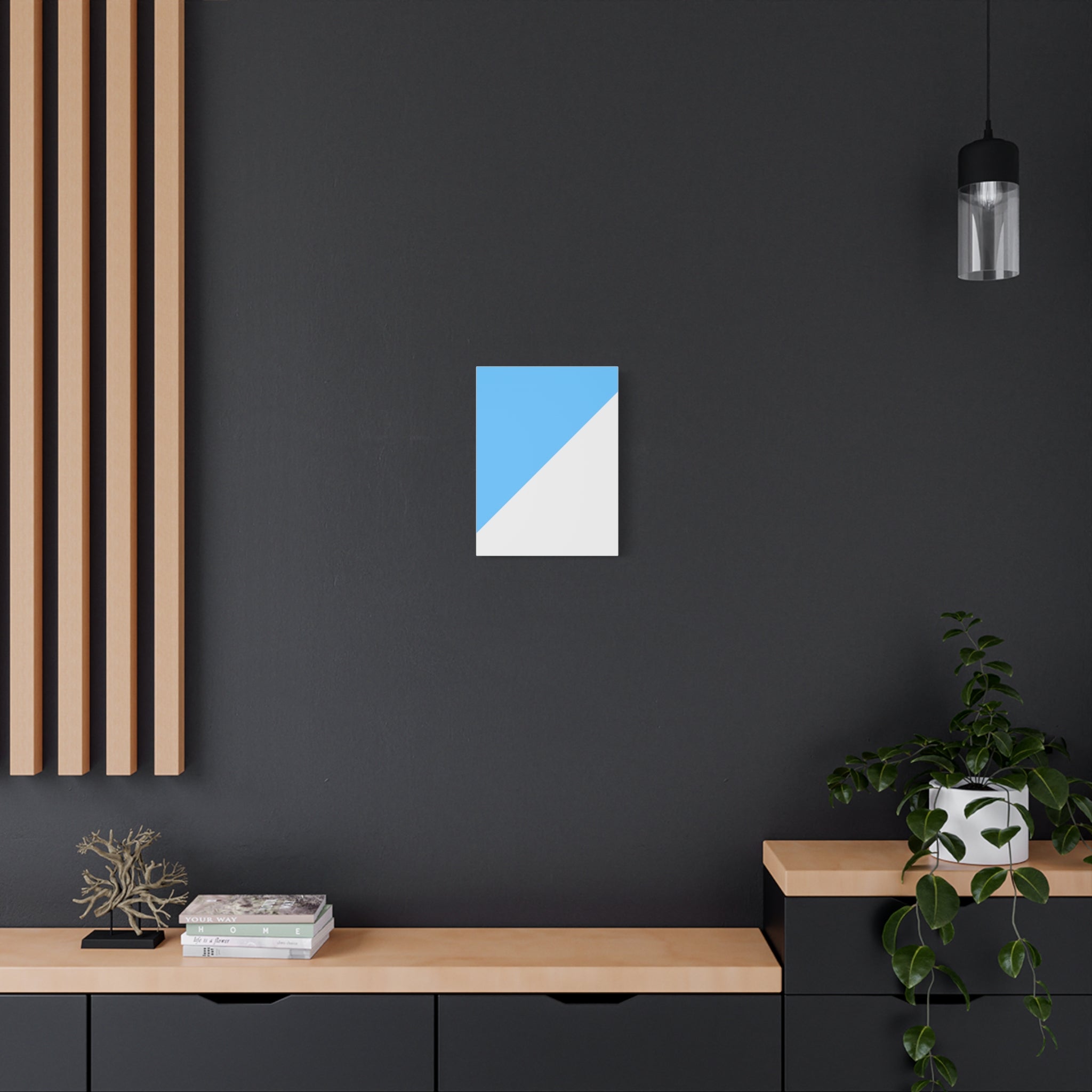 Abstract Blue & Gray Diagonal Canvas Art