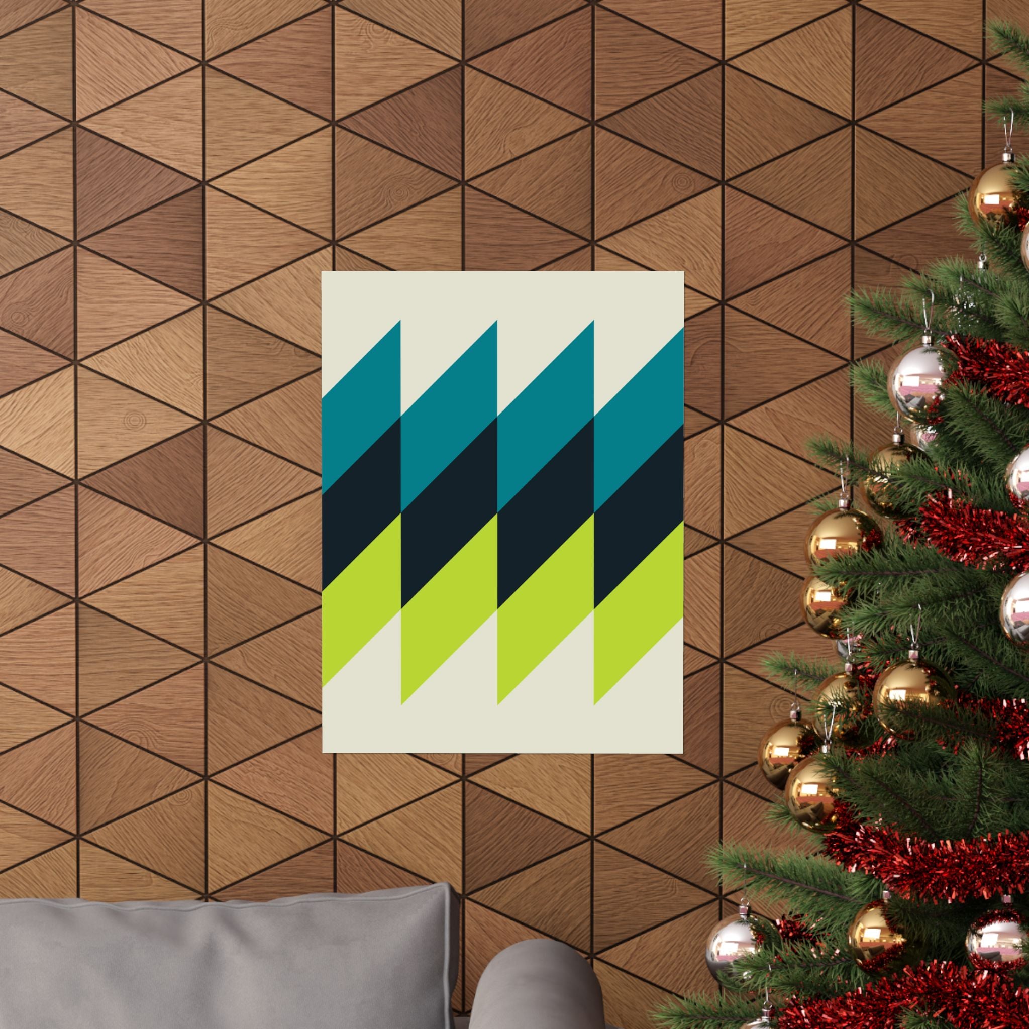 Geometric Teal & Lime Green Wave Poster