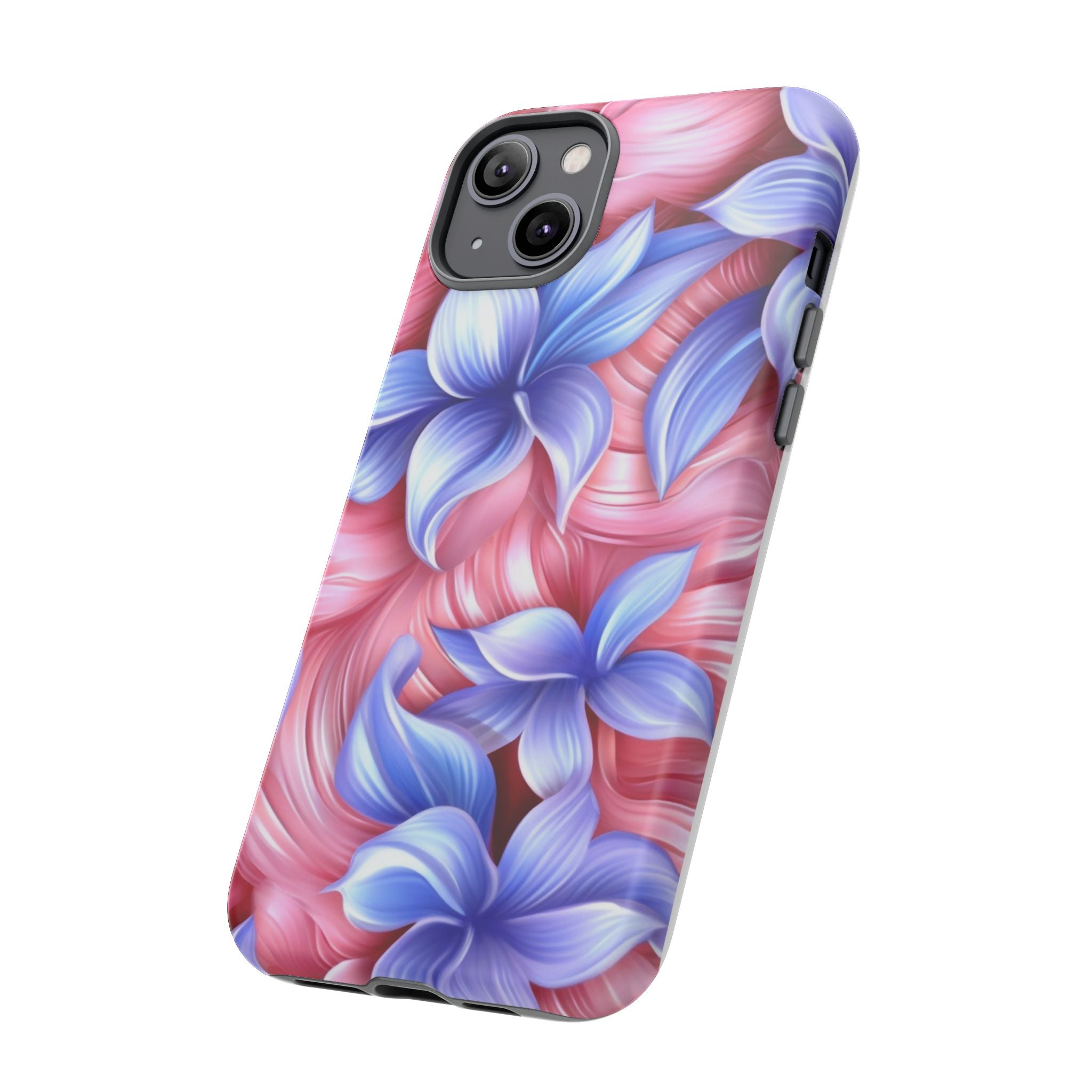 Dreamy Pink & Blue Floral iPhone Case - Hexagon Stone