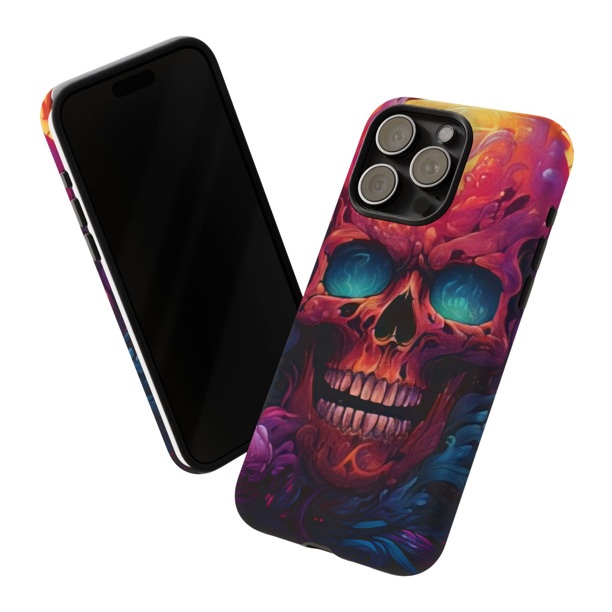 Fiery Skull Hexagon iPhone Case - Rugged Texture