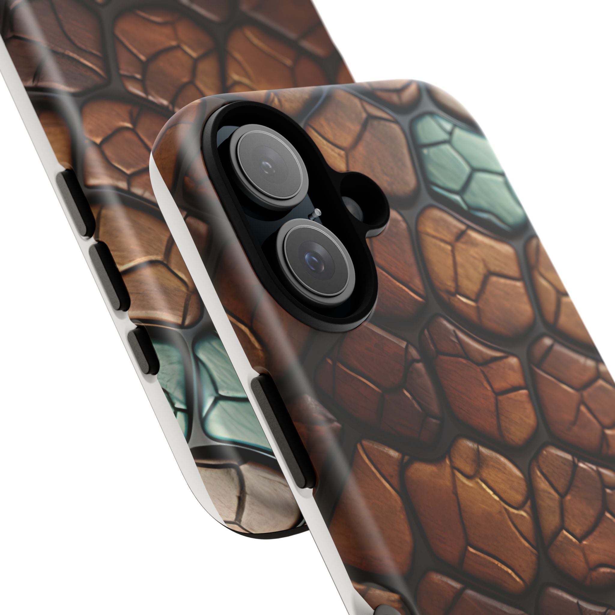 Mosaic Reptile iPhone Case - Teal & Brown