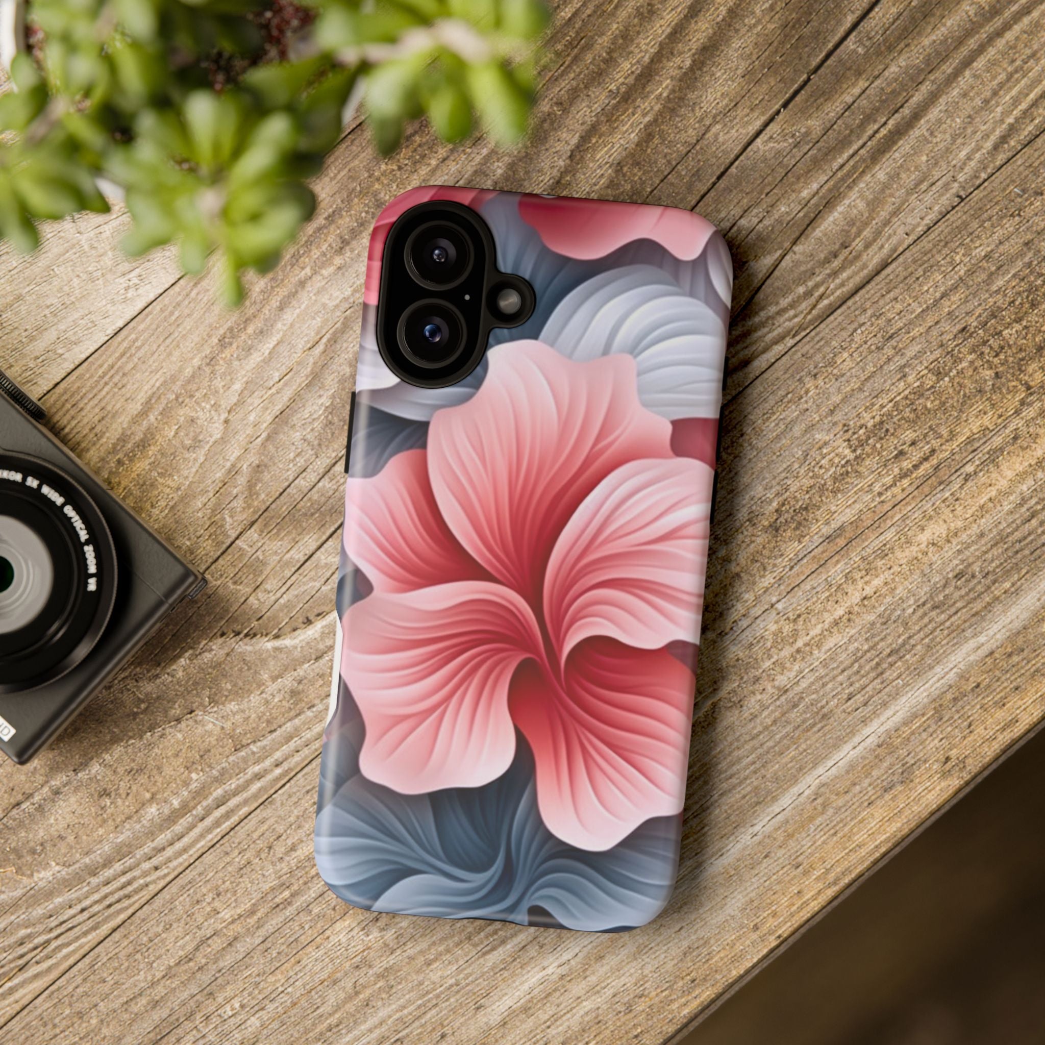 Abstract Floral Pink iPhone Case - Hexagon Stone