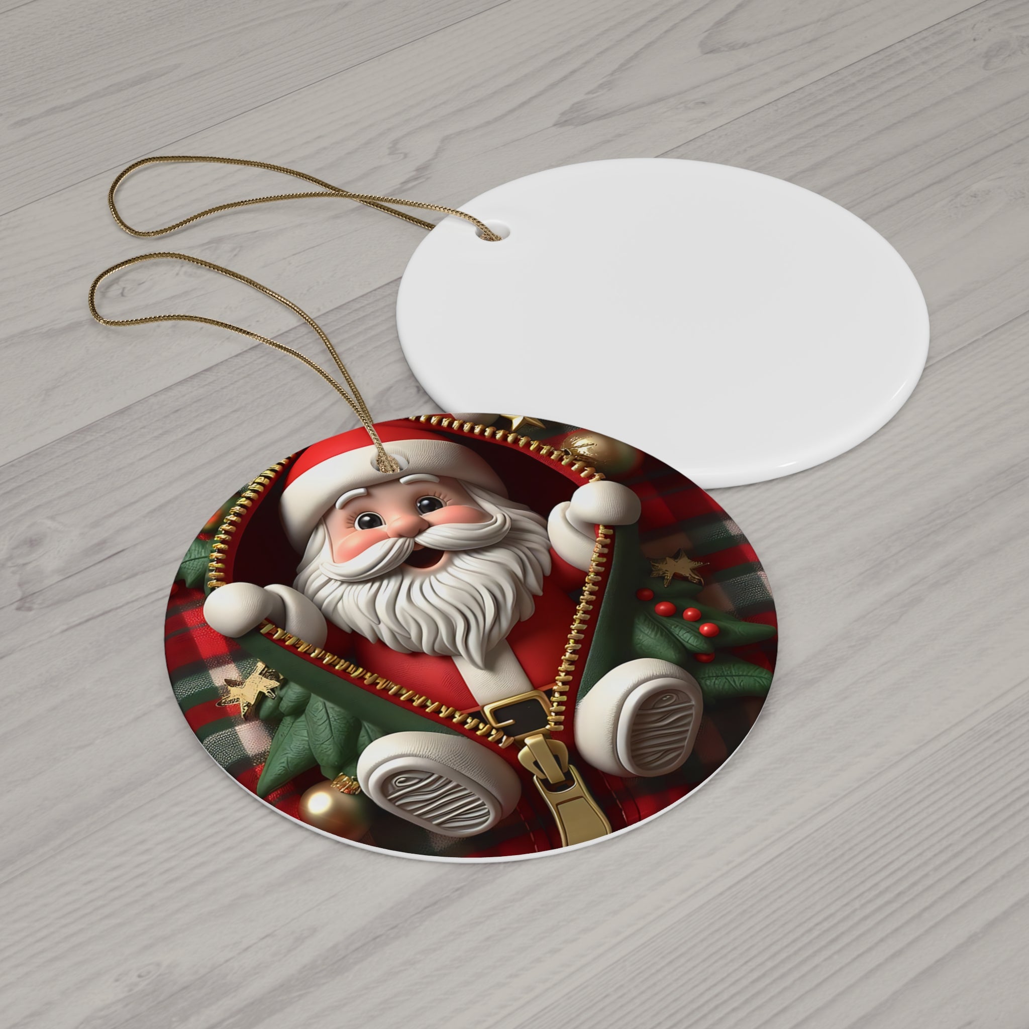 Santa's Surprise! Ceramic Xmas Ornament