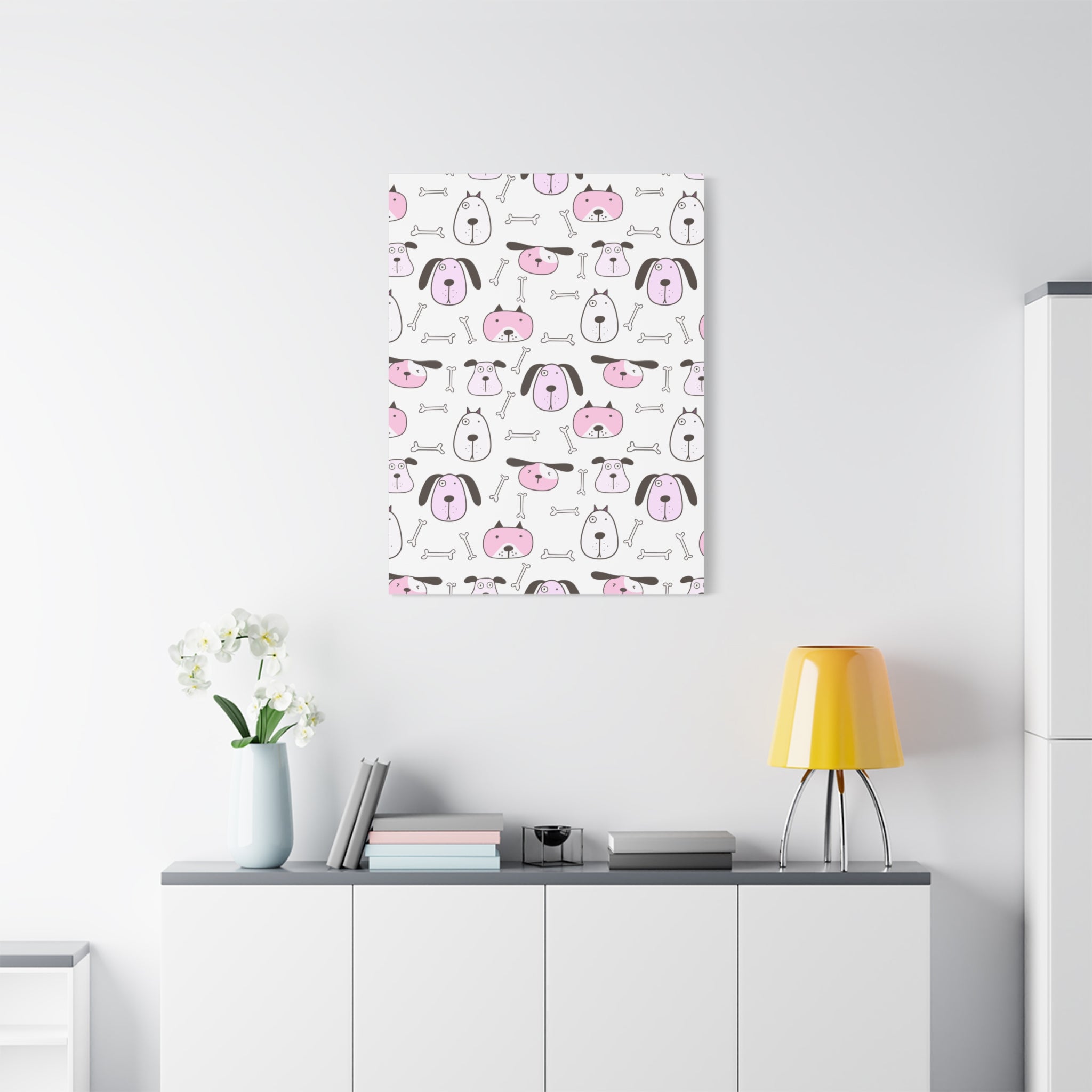 Cute Puppy & Bones Canvas Art Print