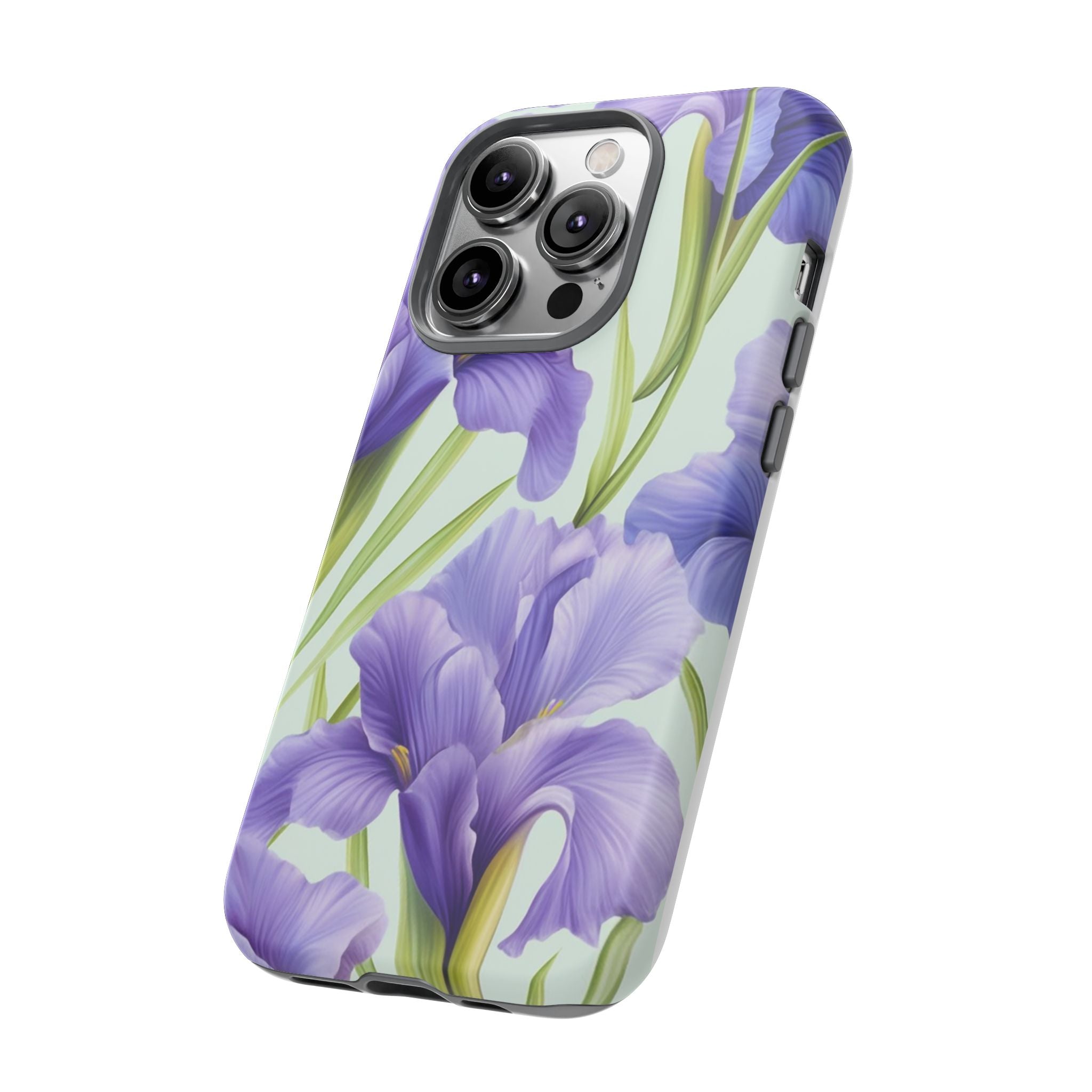 Purple Iris Floral iPhone Case - Hexagon Stone