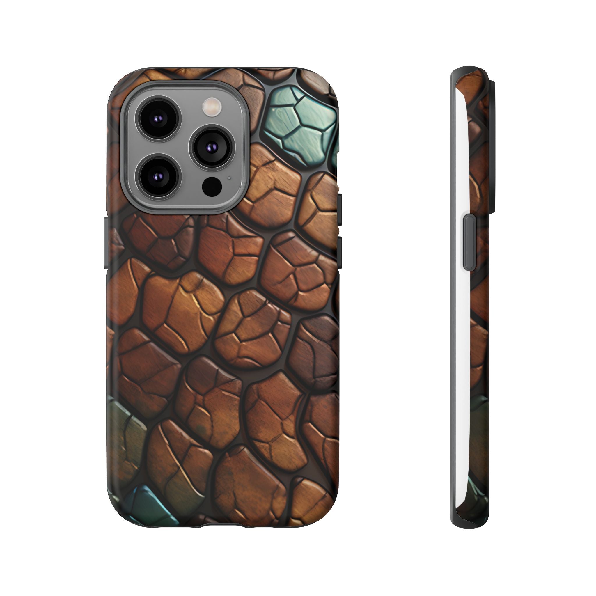 Mosaic Reptile iPhone Case - Teal & Brown