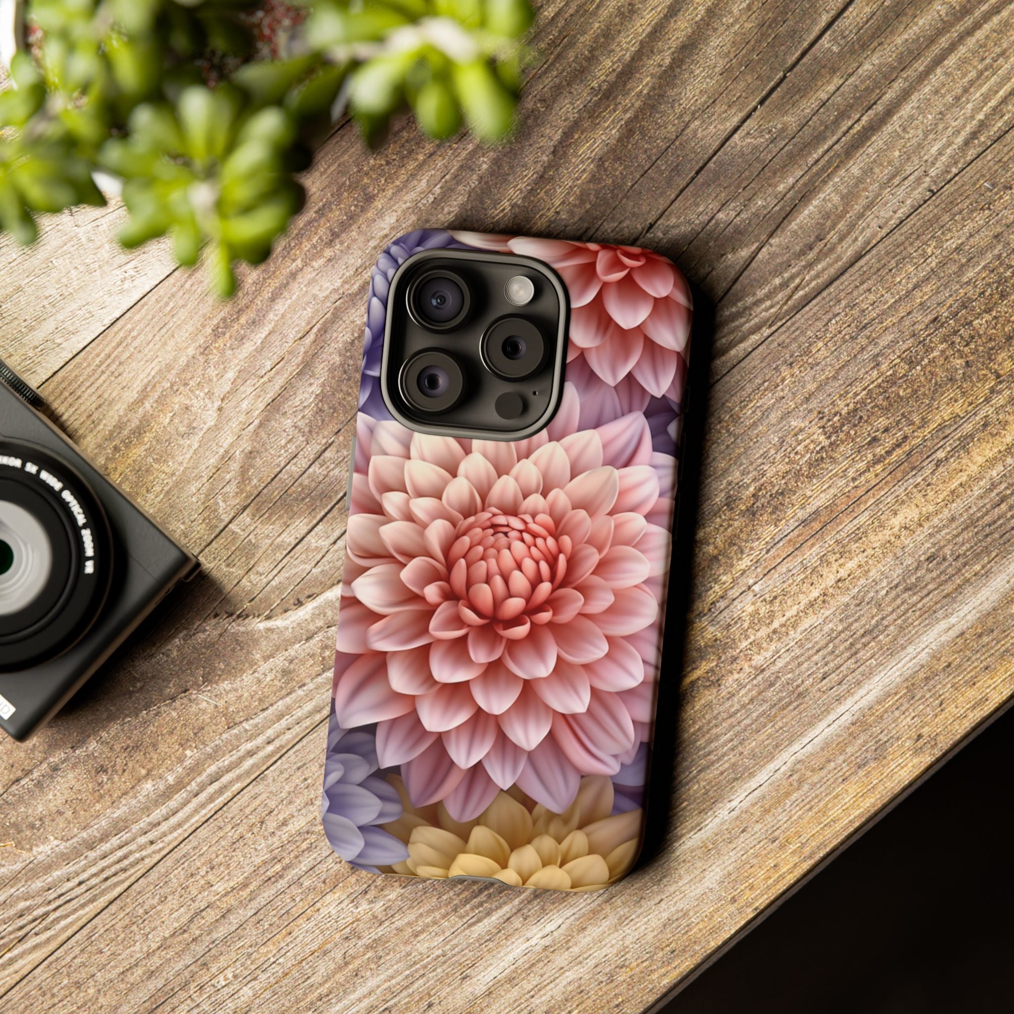 Dahlia Bloom Hexagon Stone iPhone Case