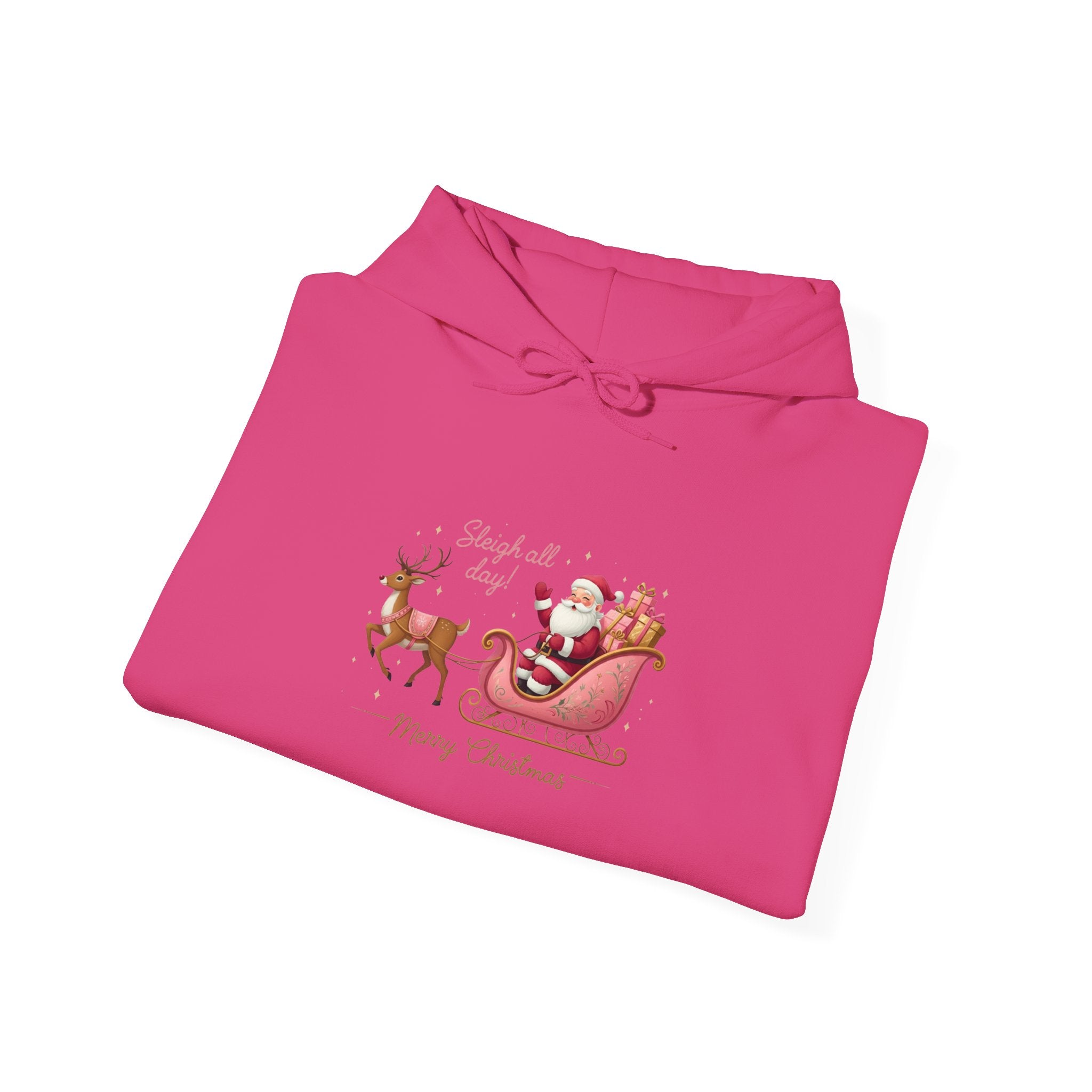 Pink Santa Sleigh Christmas Hoodie