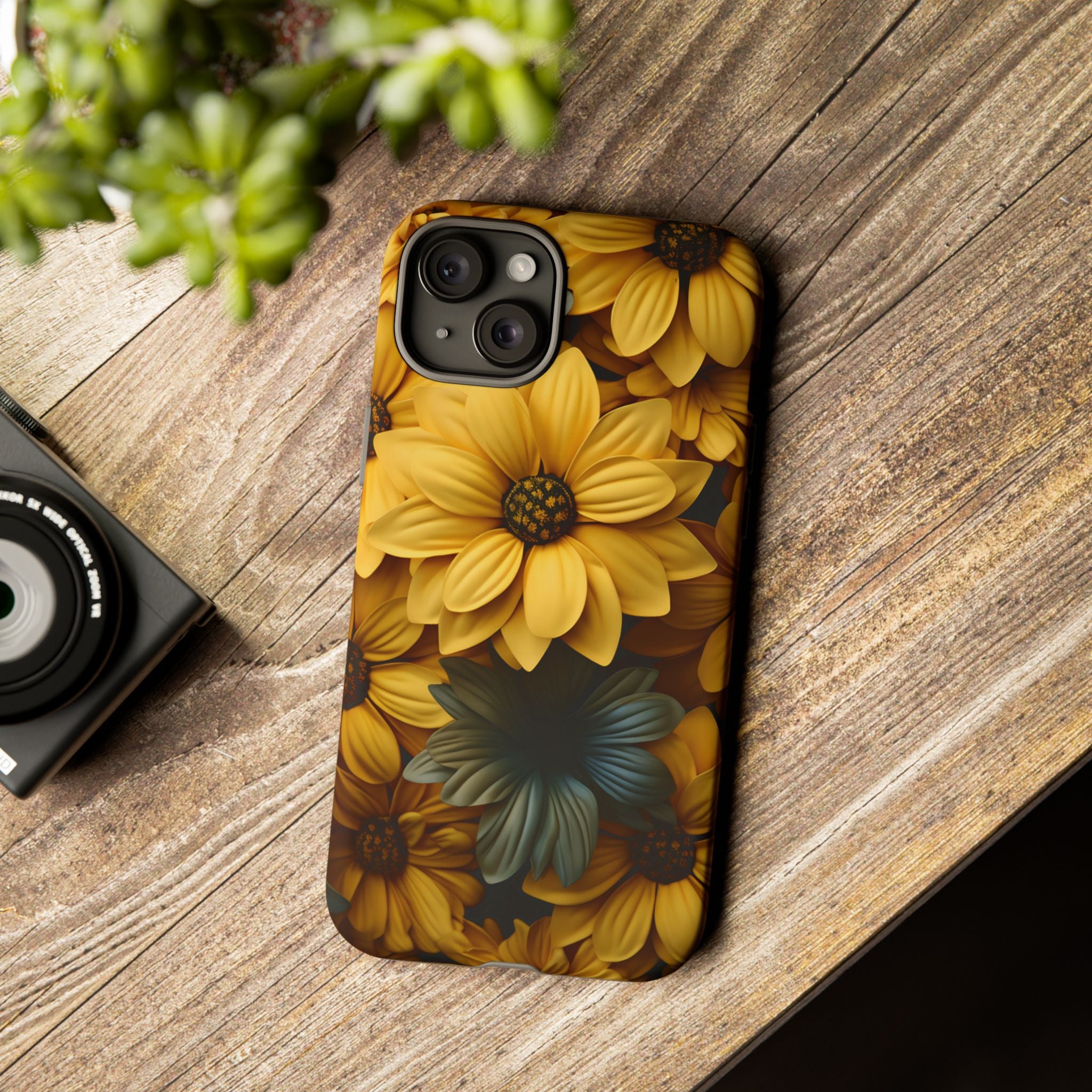 Golden Bloom Hexagon iPhone Case - Rugged Texture