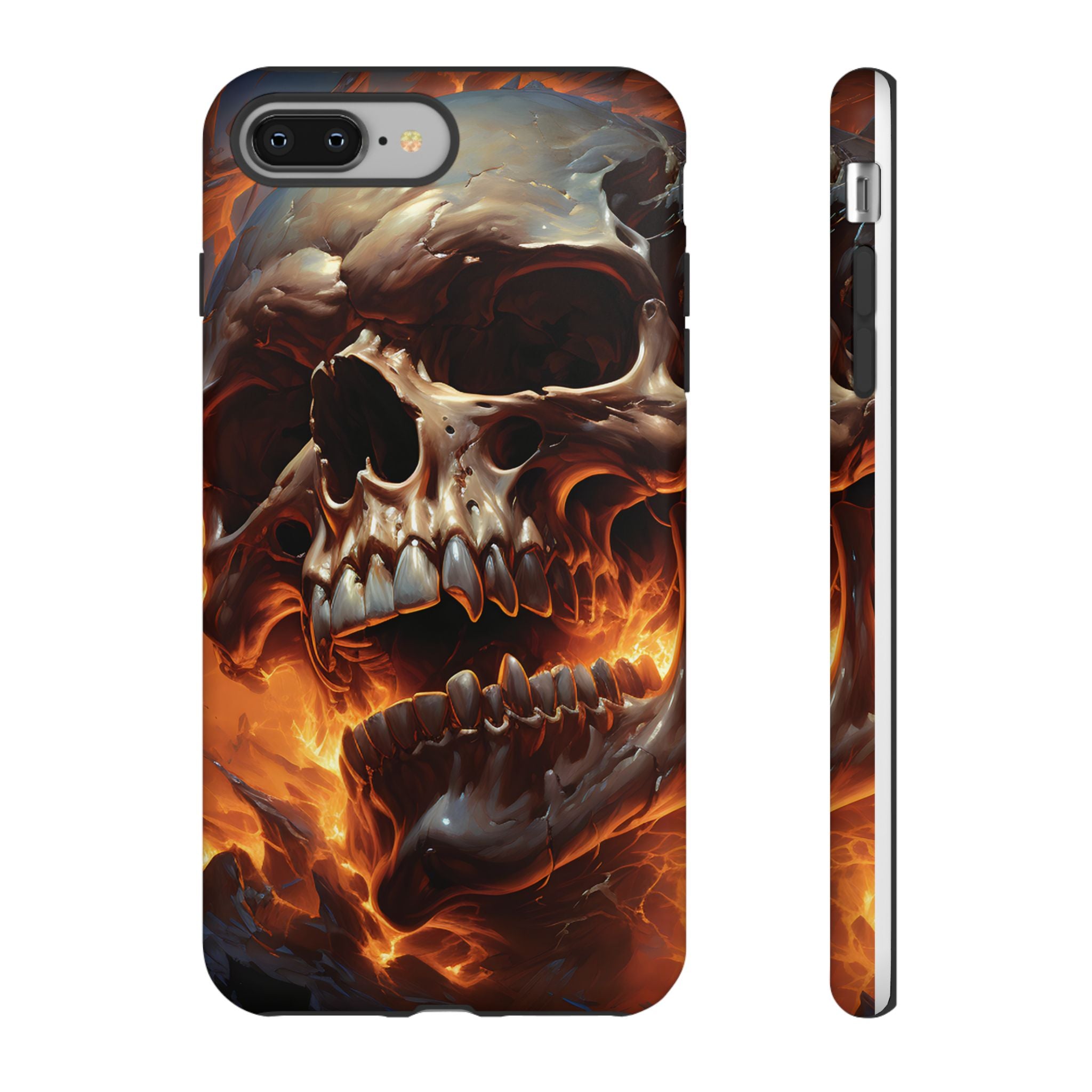 Fiery Skull Hexagon iPhone Case - Rugged