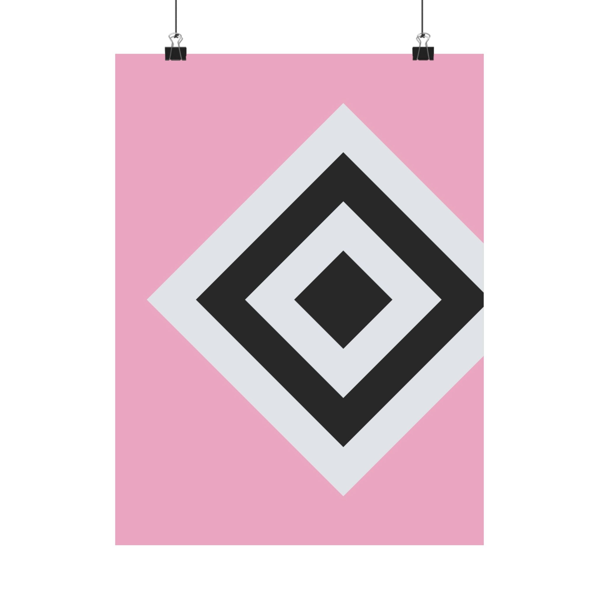 Geometric Diamond Pink Abstract Art Poster