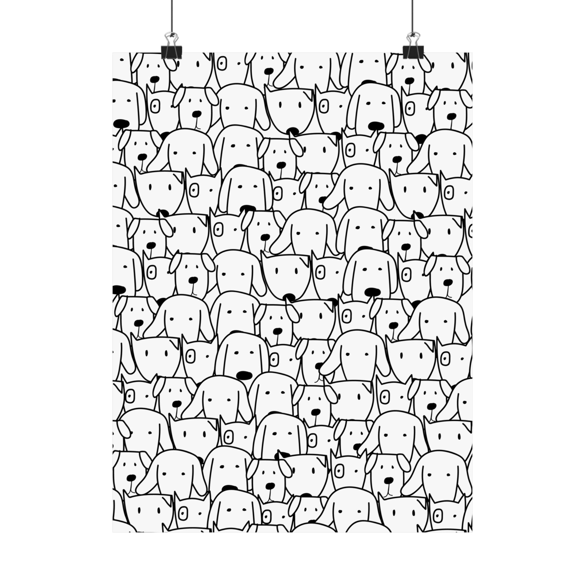 Cute Dog Faces Pattern Poster